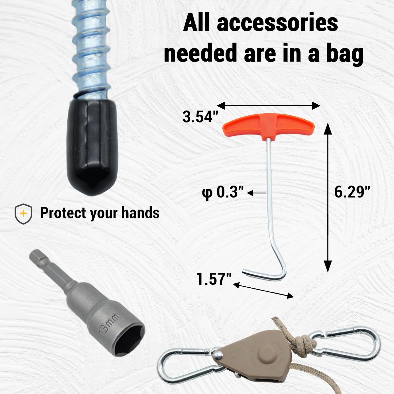8-Inch Screw-In Metal Tent Stakes with Carrying Bag