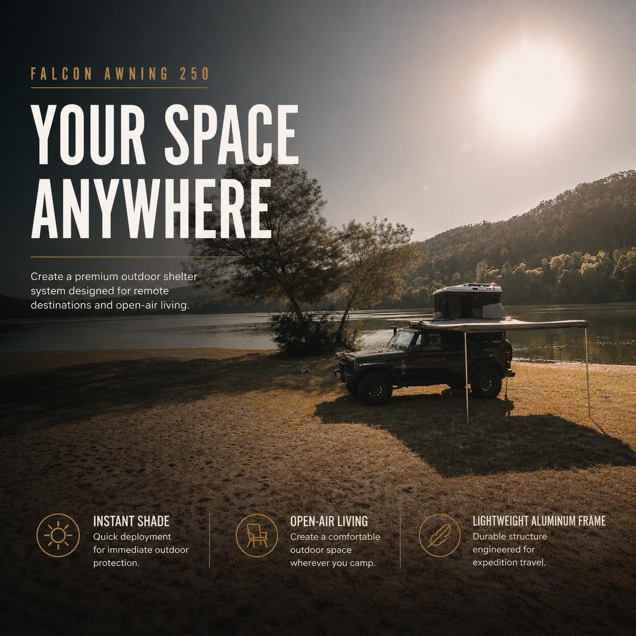 Falcon 270° Weatherproof Vehicle Awning with UV Shade