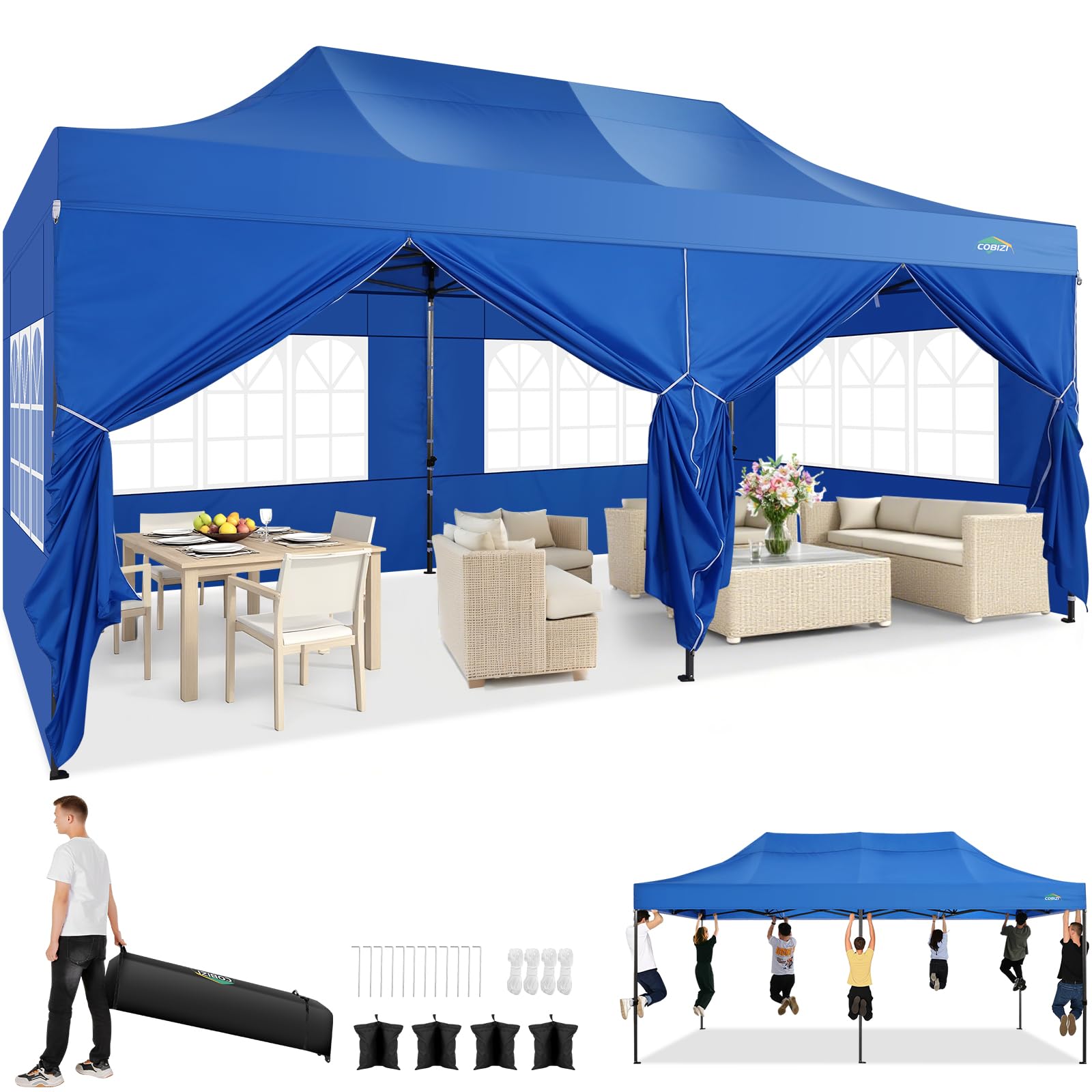 10x20 Commercial Heavy-Duty Pop-Up Party Canopy Tent