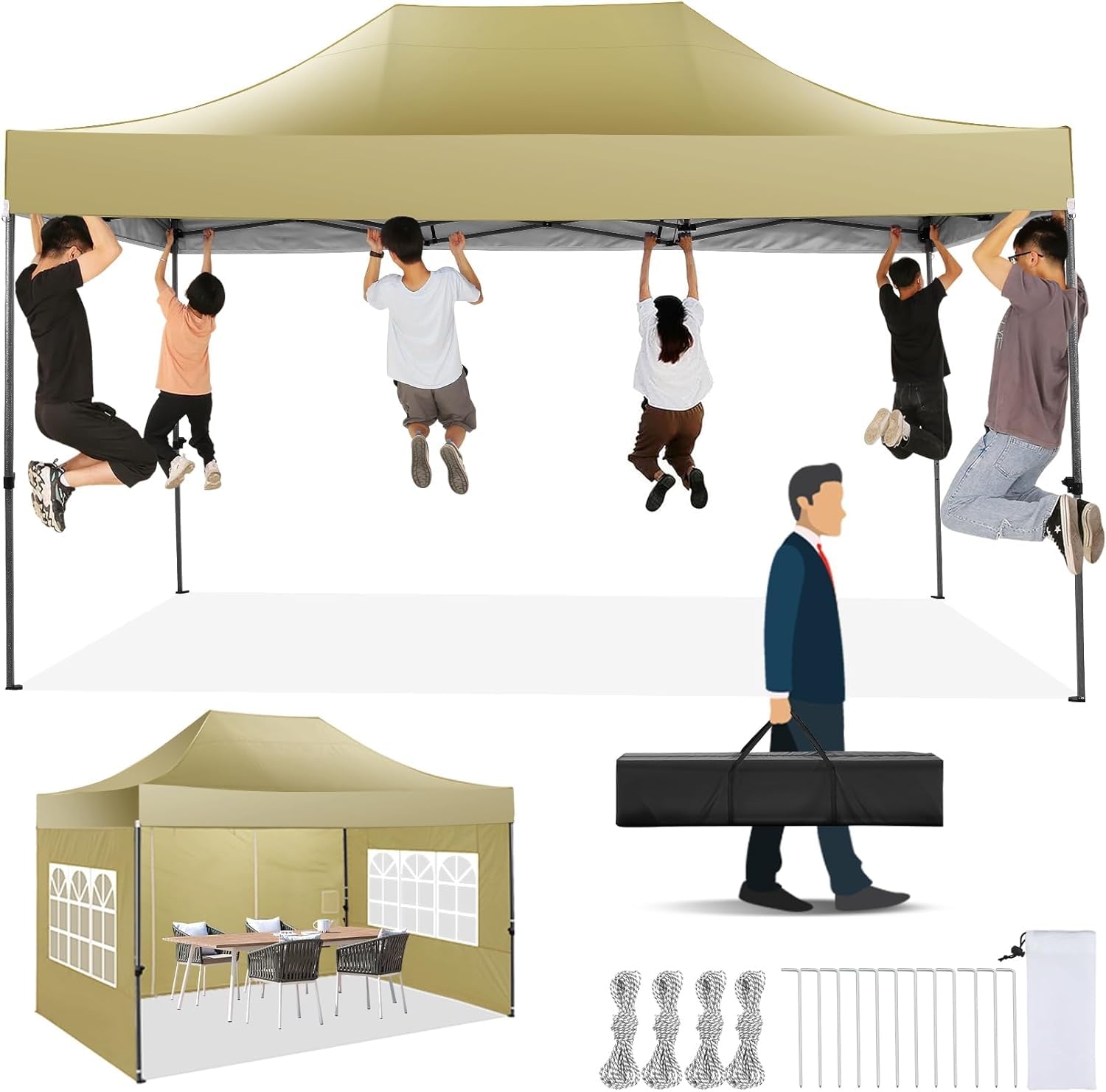 10x20 Commercial Heavy-Duty Pop-Up Party Canopy Tent