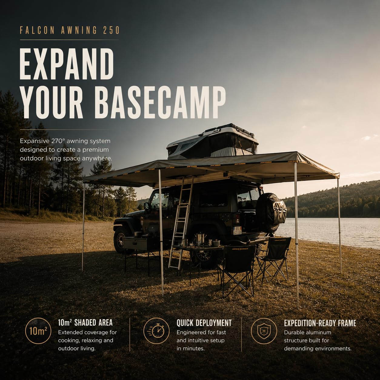 Falcon 270° Weatherproof Vehicle Awning with UV Shade