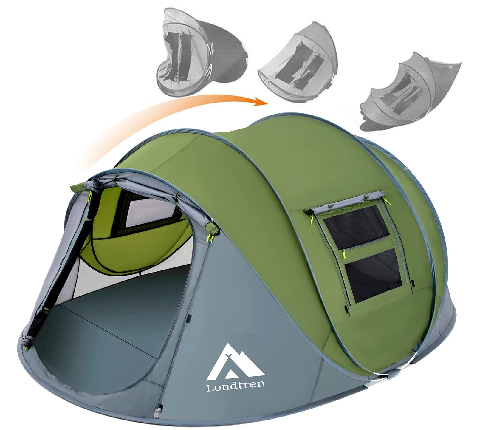 4-Person Waterproof Pop-Up Camping Tent with 2 Doors