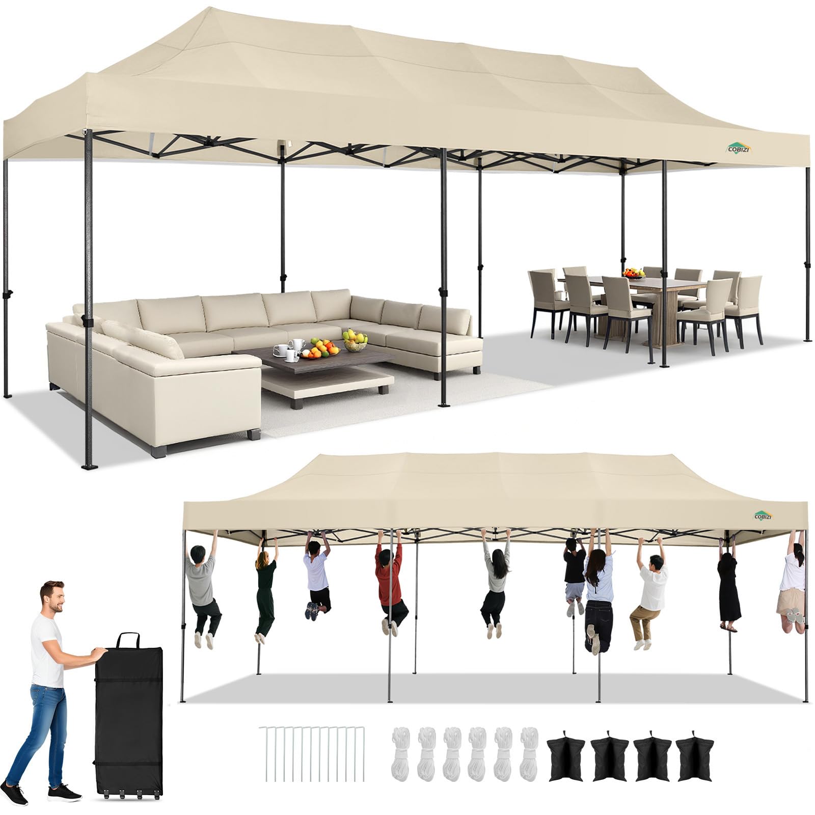 10x20 Commercial Heavy-Duty Pop-Up Party Canopy Tent