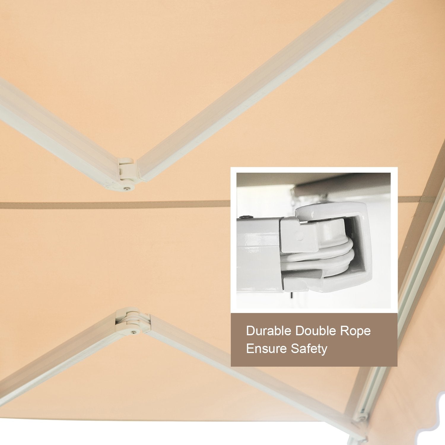 12x10 Beige Manual Retractable Patio Awning Sunshade