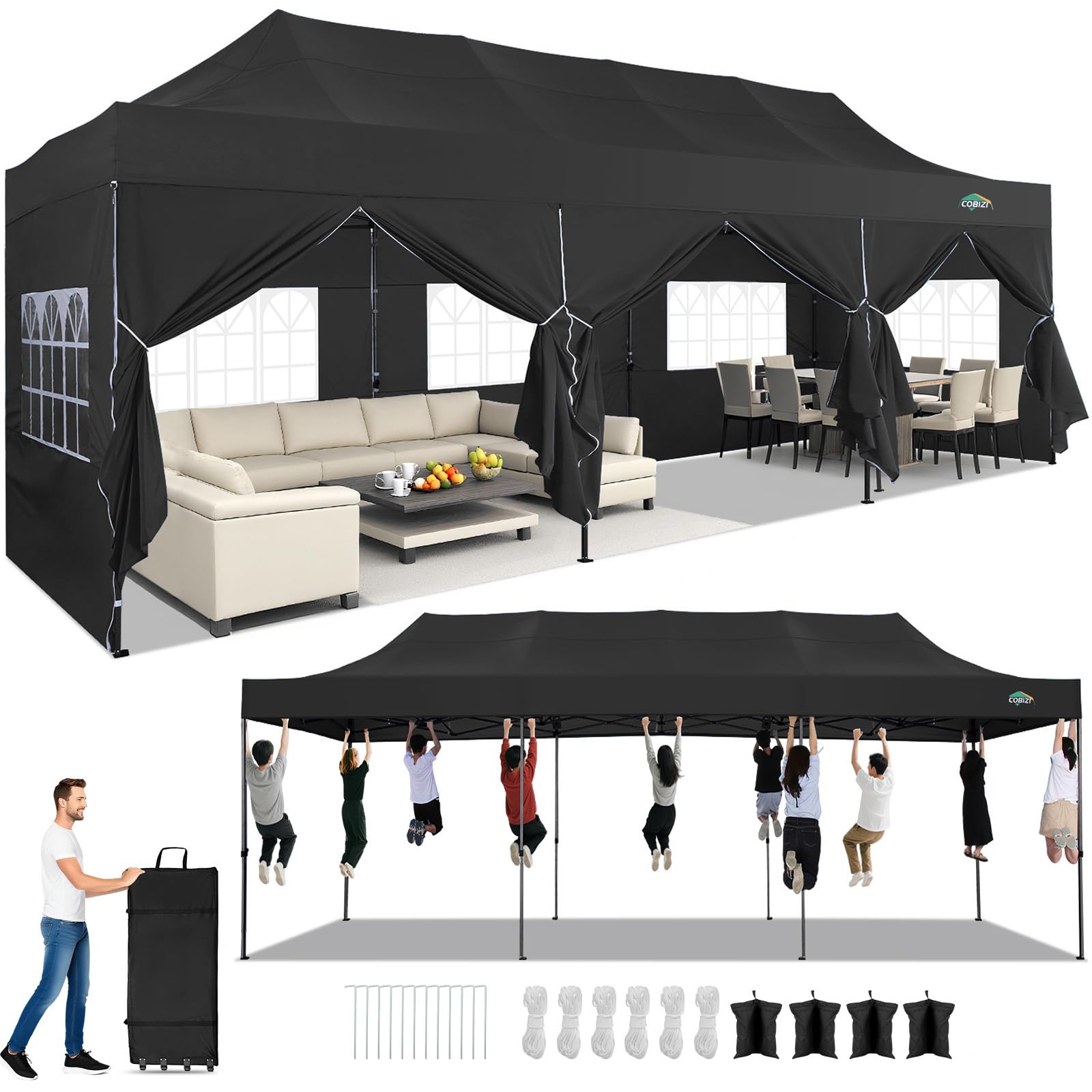 10x20 Commercial Heavy-Duty Pop-Up Party Canopy Tent