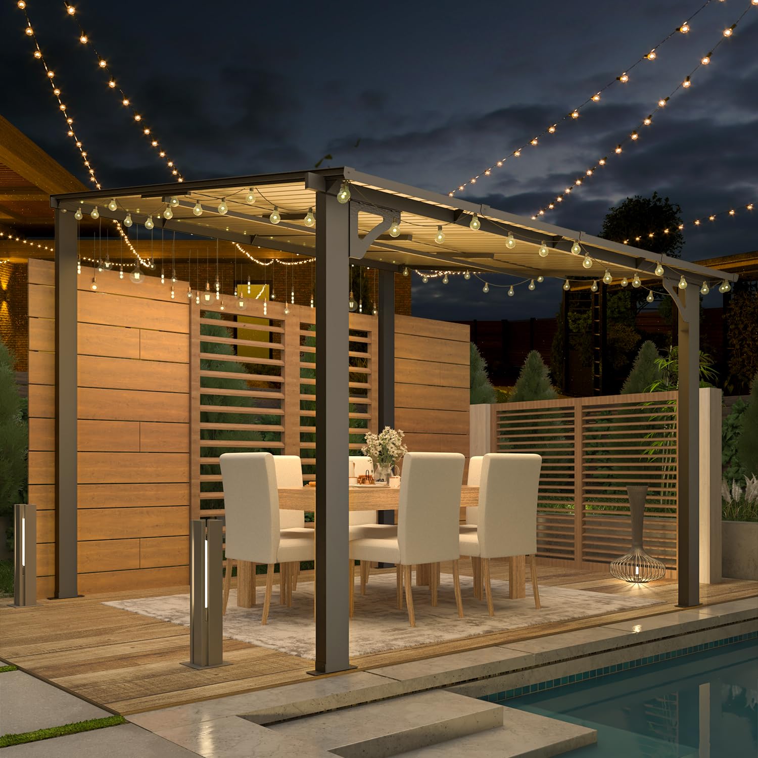 Wall-Mounted Hardtop Gazebo Awning for Backyard Patio
