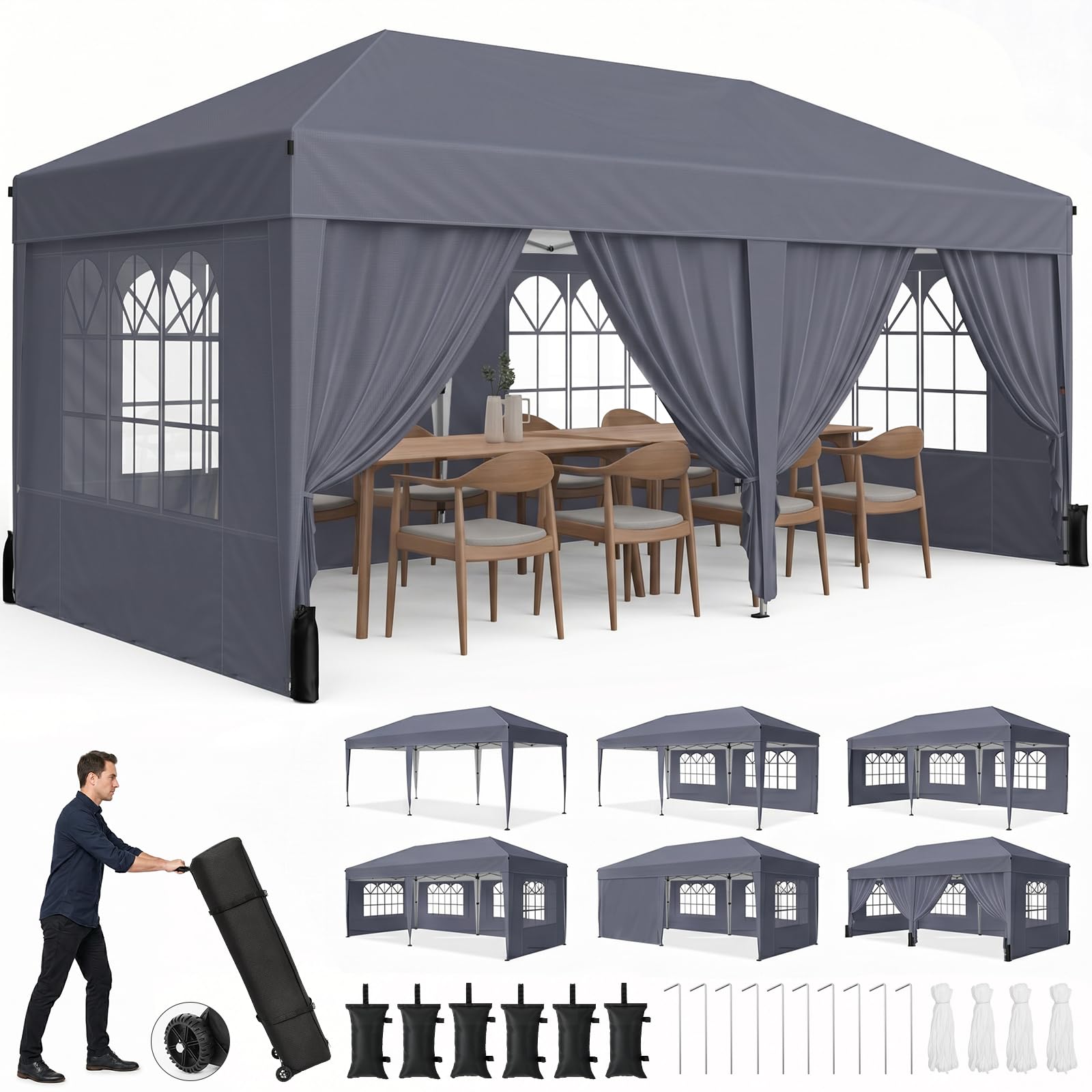 Instant Pop-Up Portable Canopy Tent with Sandbags