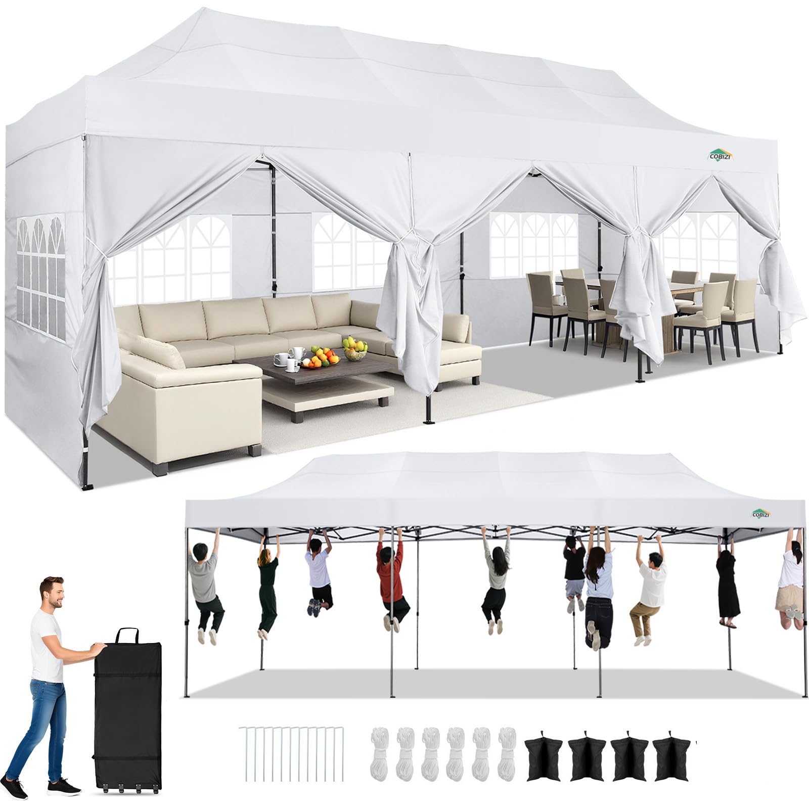 10x20 Commercial Heavy-Duty Pop-Up Party Canopy Tent