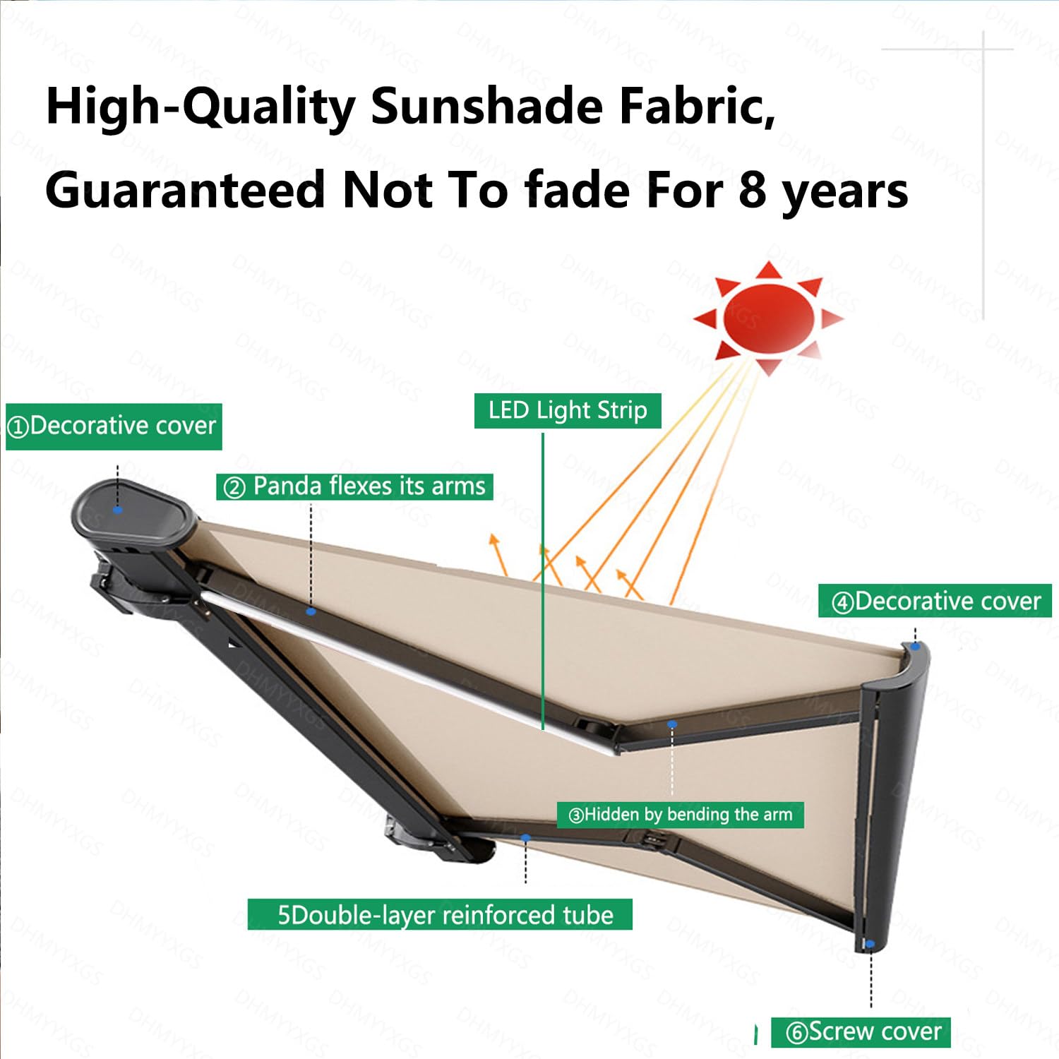 3x2m Motorized Aluminum Retractable Patio Awning