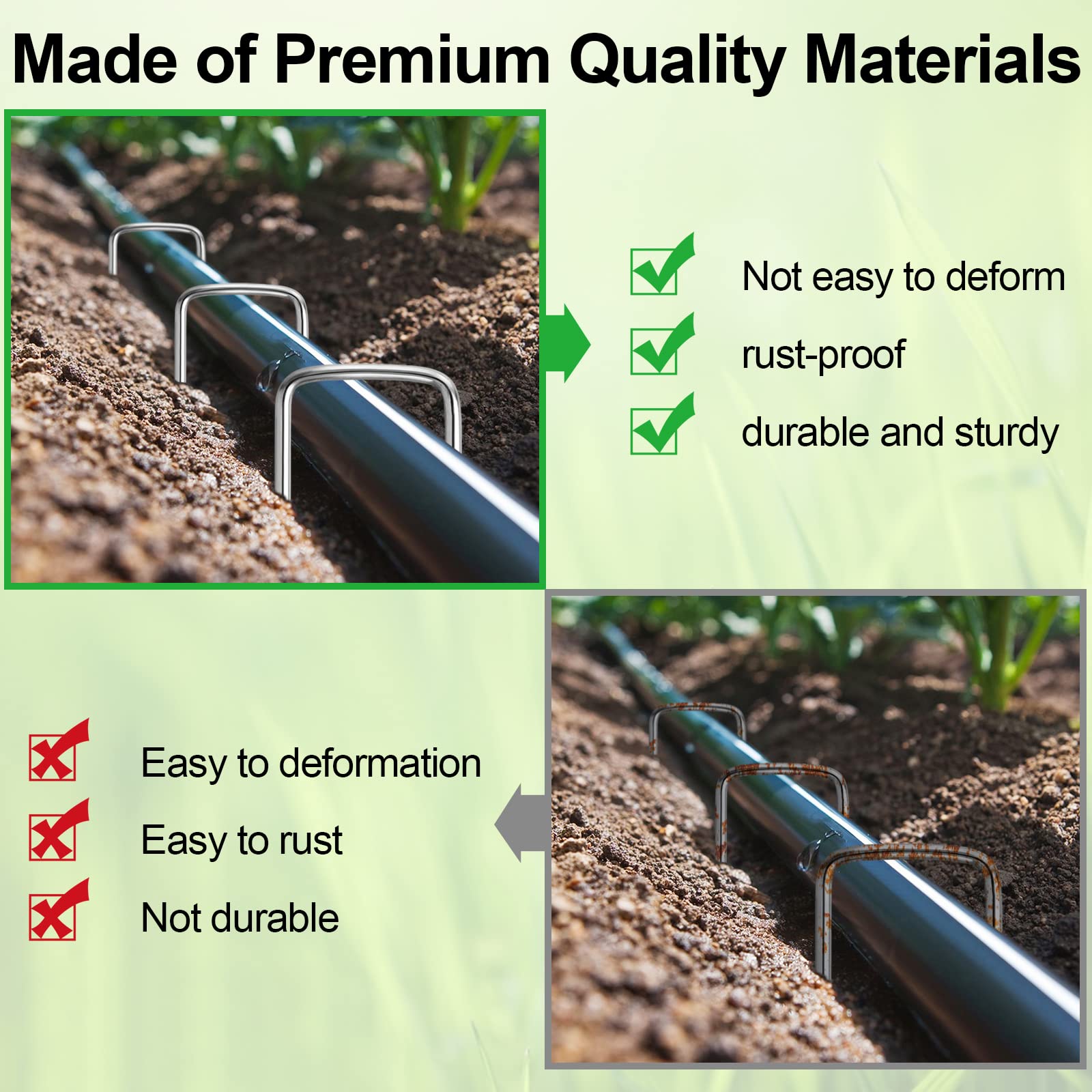 Galvanized U-Shaped Garden Stakes for Landscaping