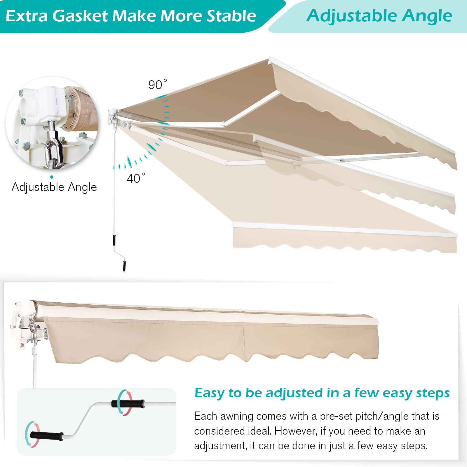 Retractable Patio Awning for Outdoor Shade Cover
