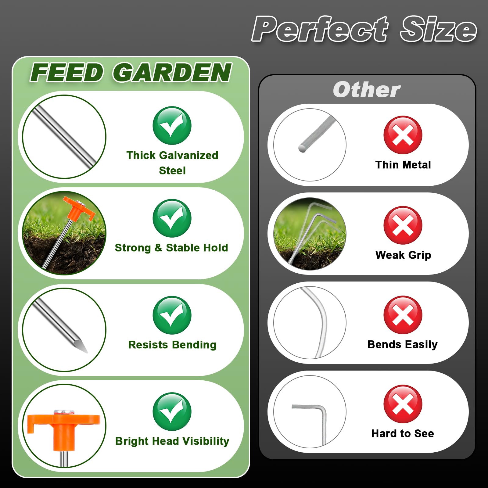10-Pack 7-Inch Galvanized Steel Tent Stakes with Orange Heads