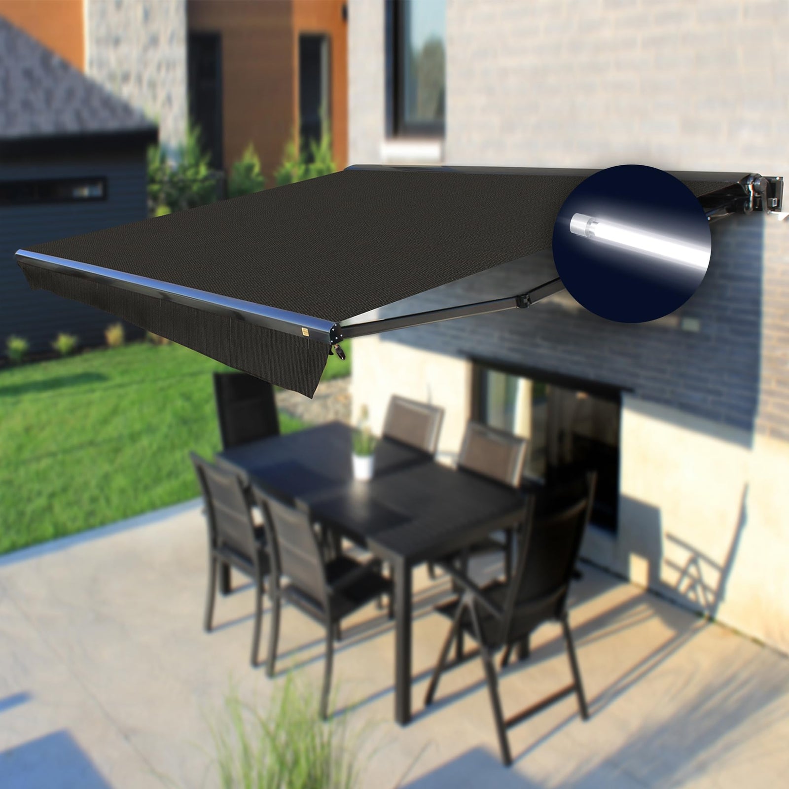 Full Cassette LED Retractable Awning with Remote