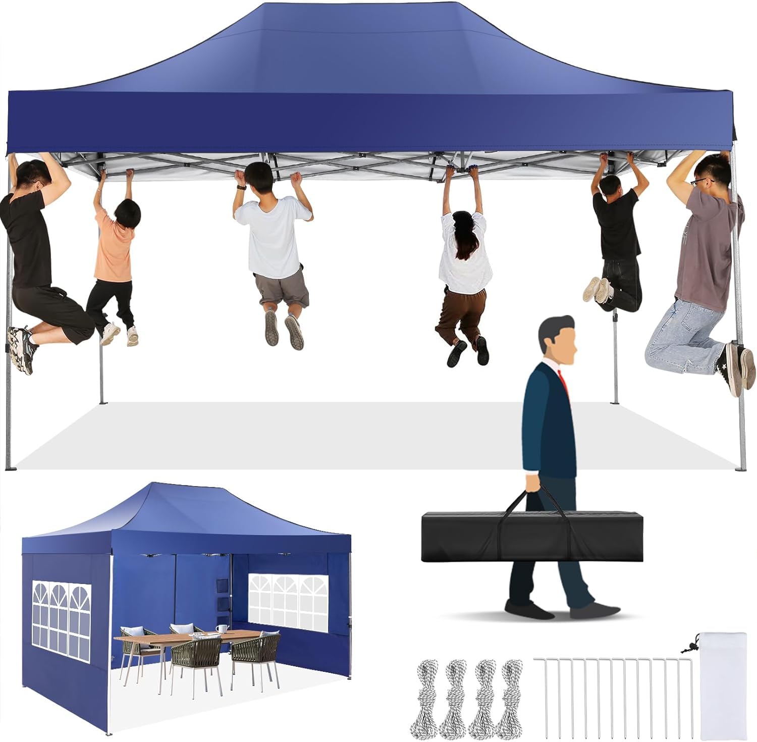 10x20 Commercial Heavy-Duty Pop-Up Party Canopy Tent