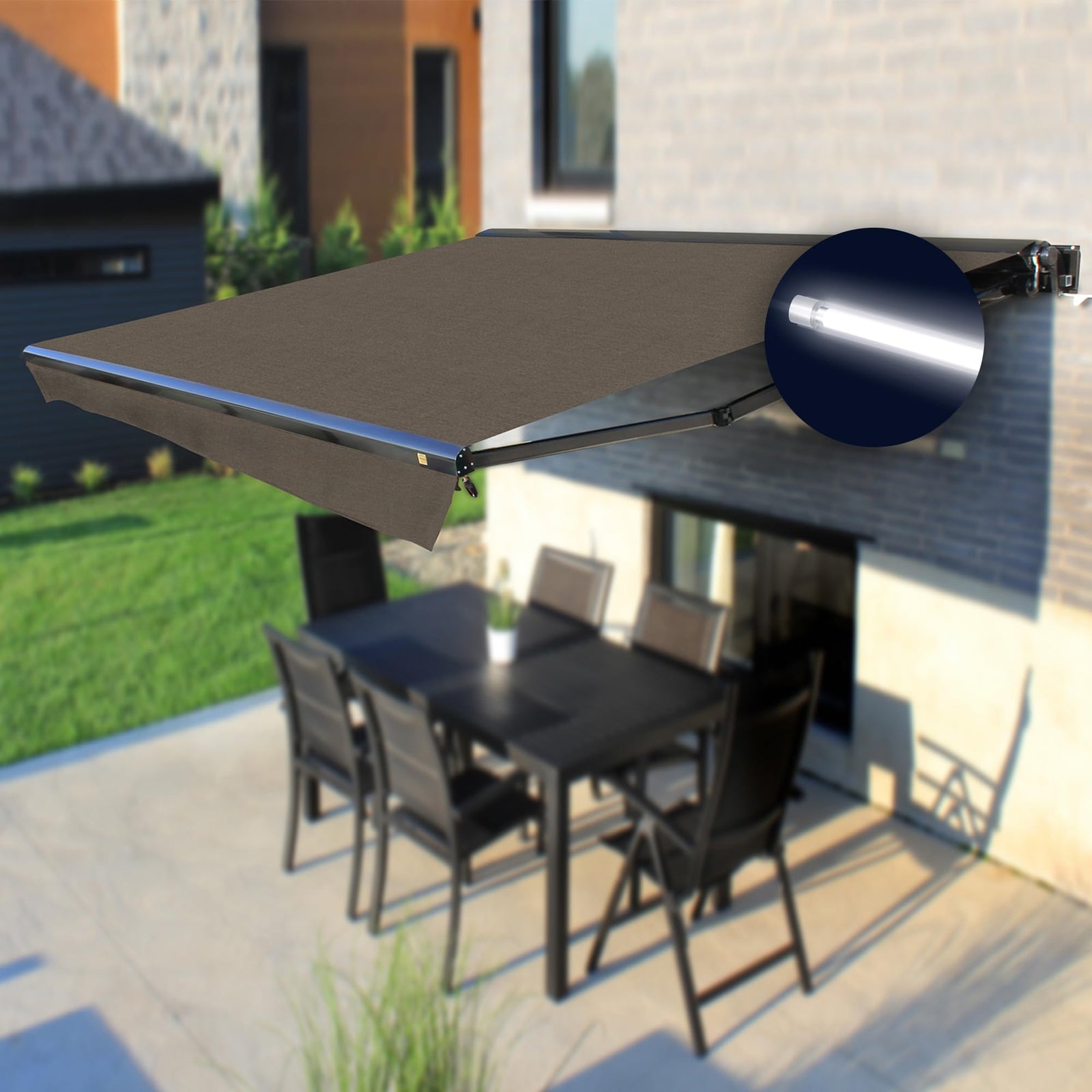 Full Cassette LED Retractable Awning with Remote