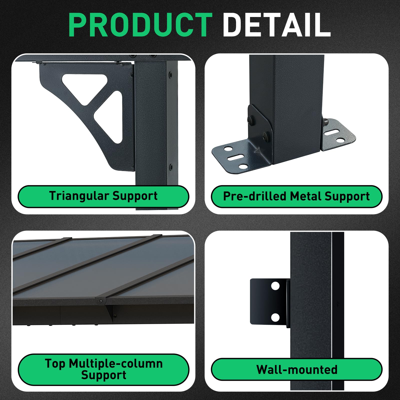 Wall-Mounted Outdoor Pergola for Patio Shade Cover
