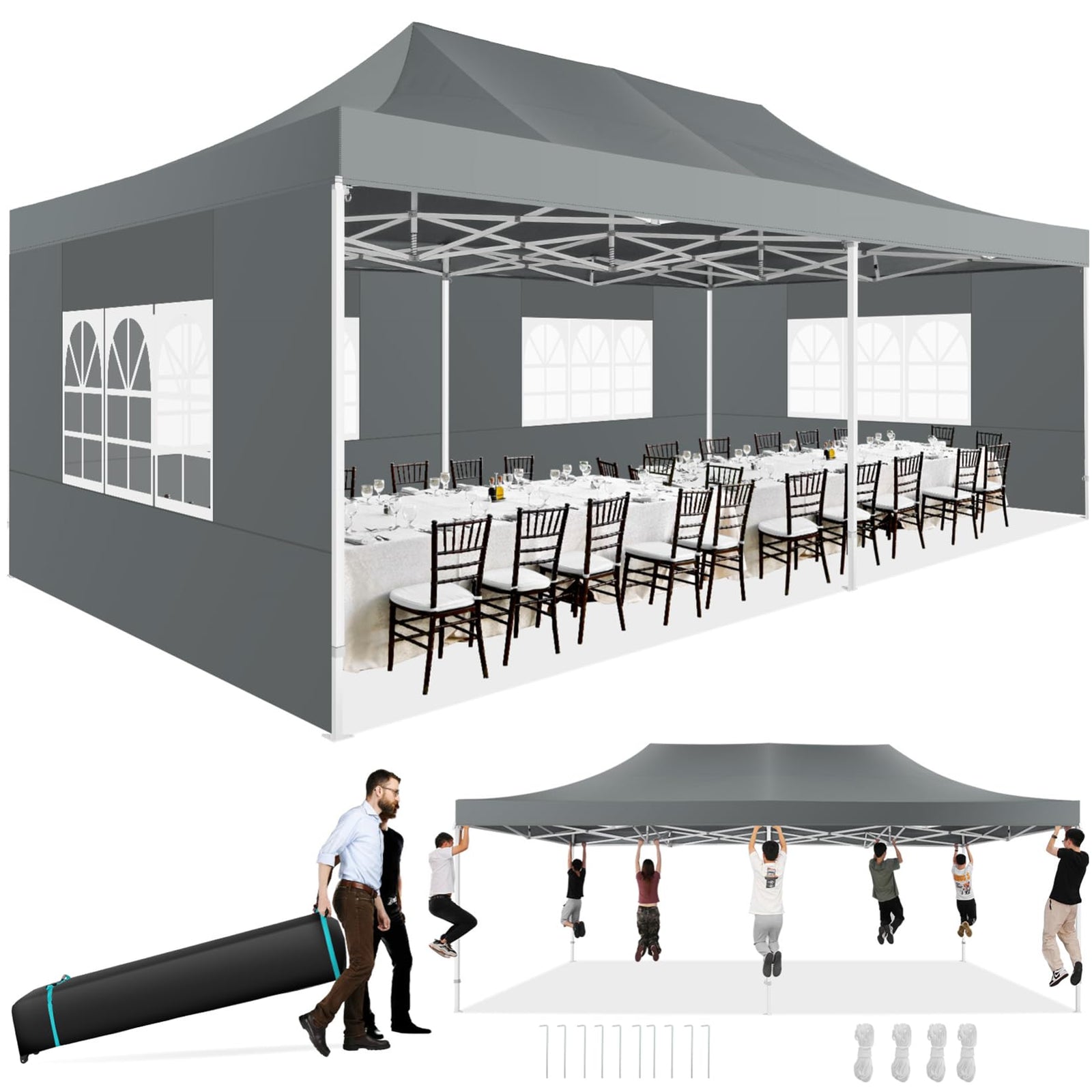 10x20 Commercial Heavy-Duty Pop-Up Party Canopy Tent