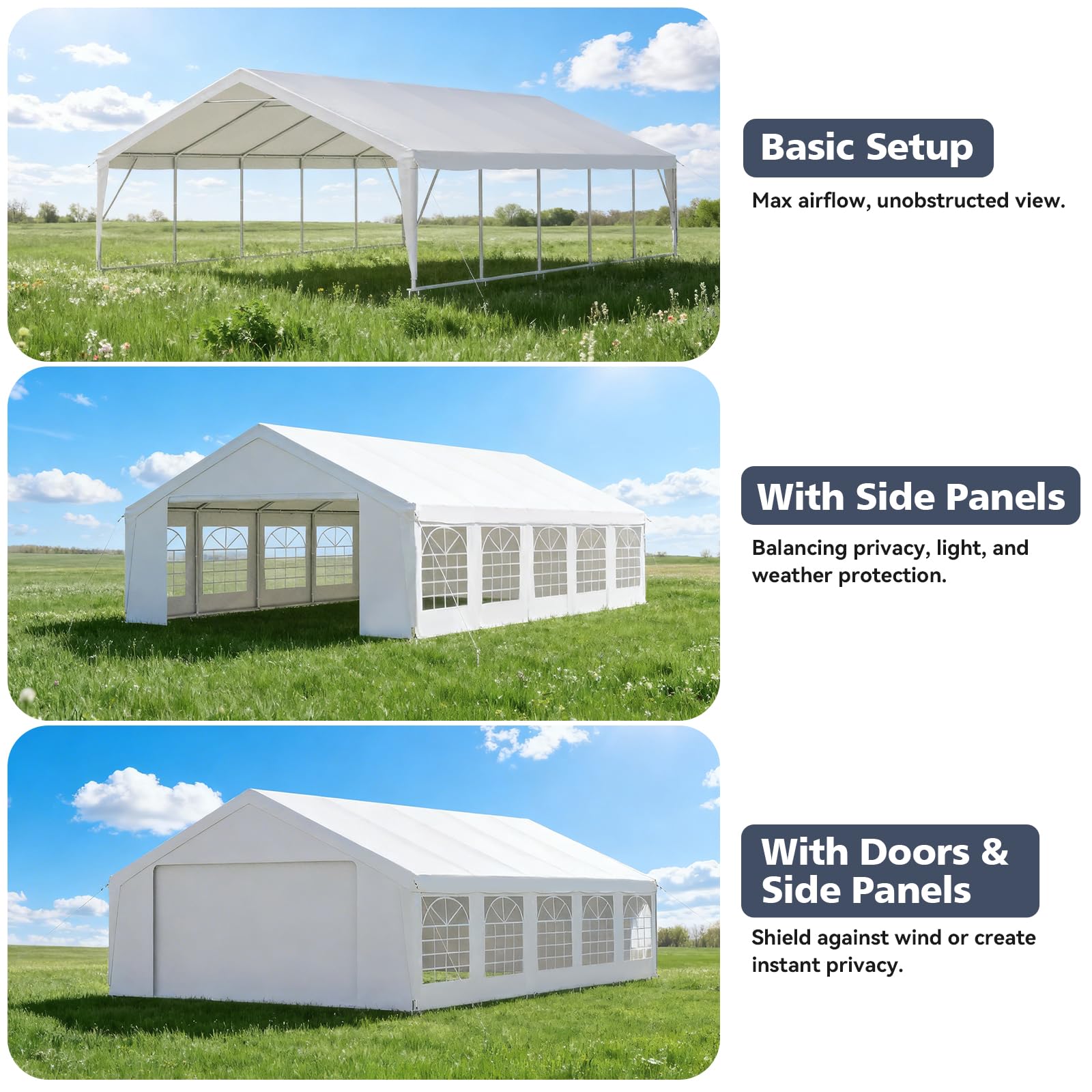 Heavy-Duty Waterproof Party Tent with Removable Sidewalls