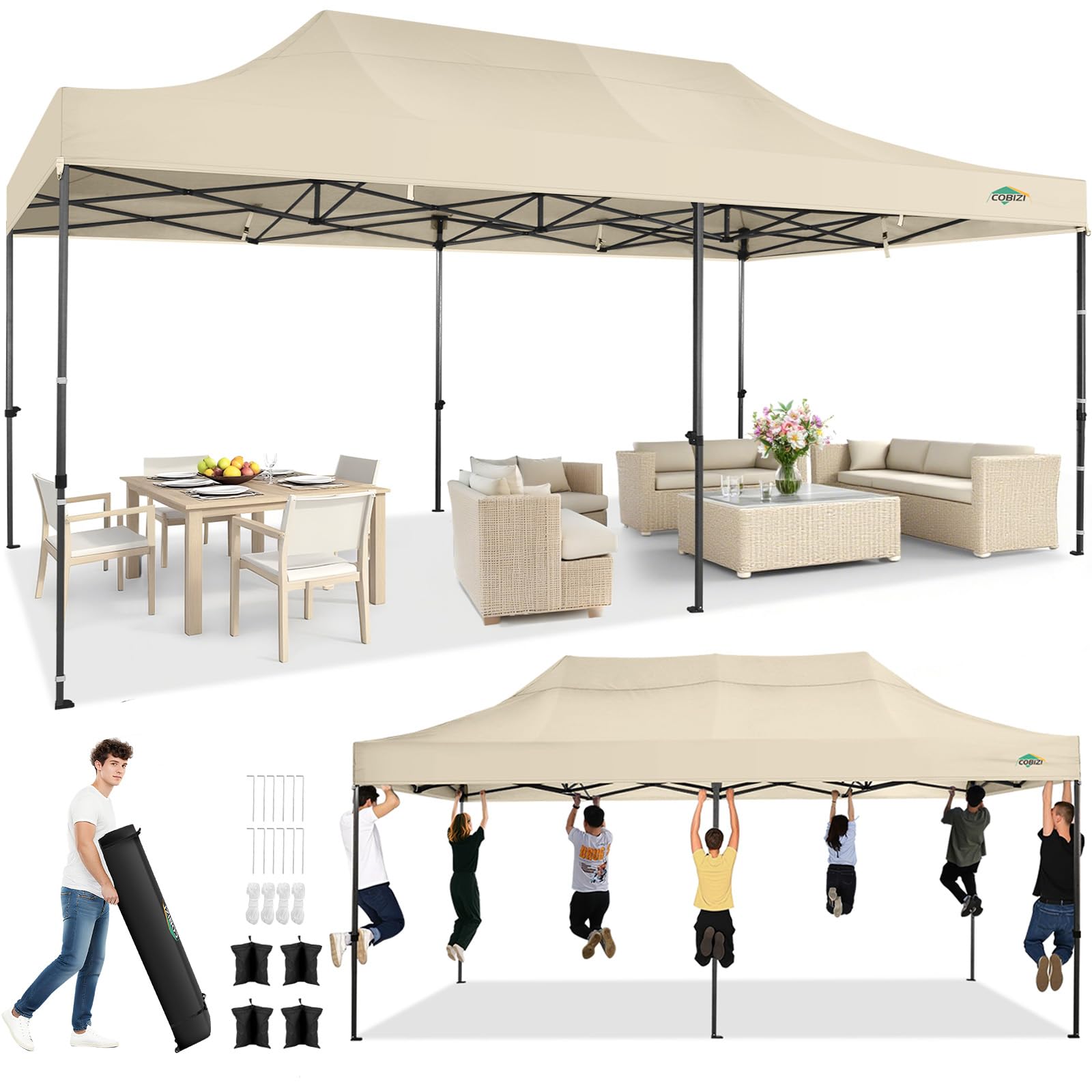 10x20 Commercial Heavy-Duty Pop-Up Party Canopy Tent