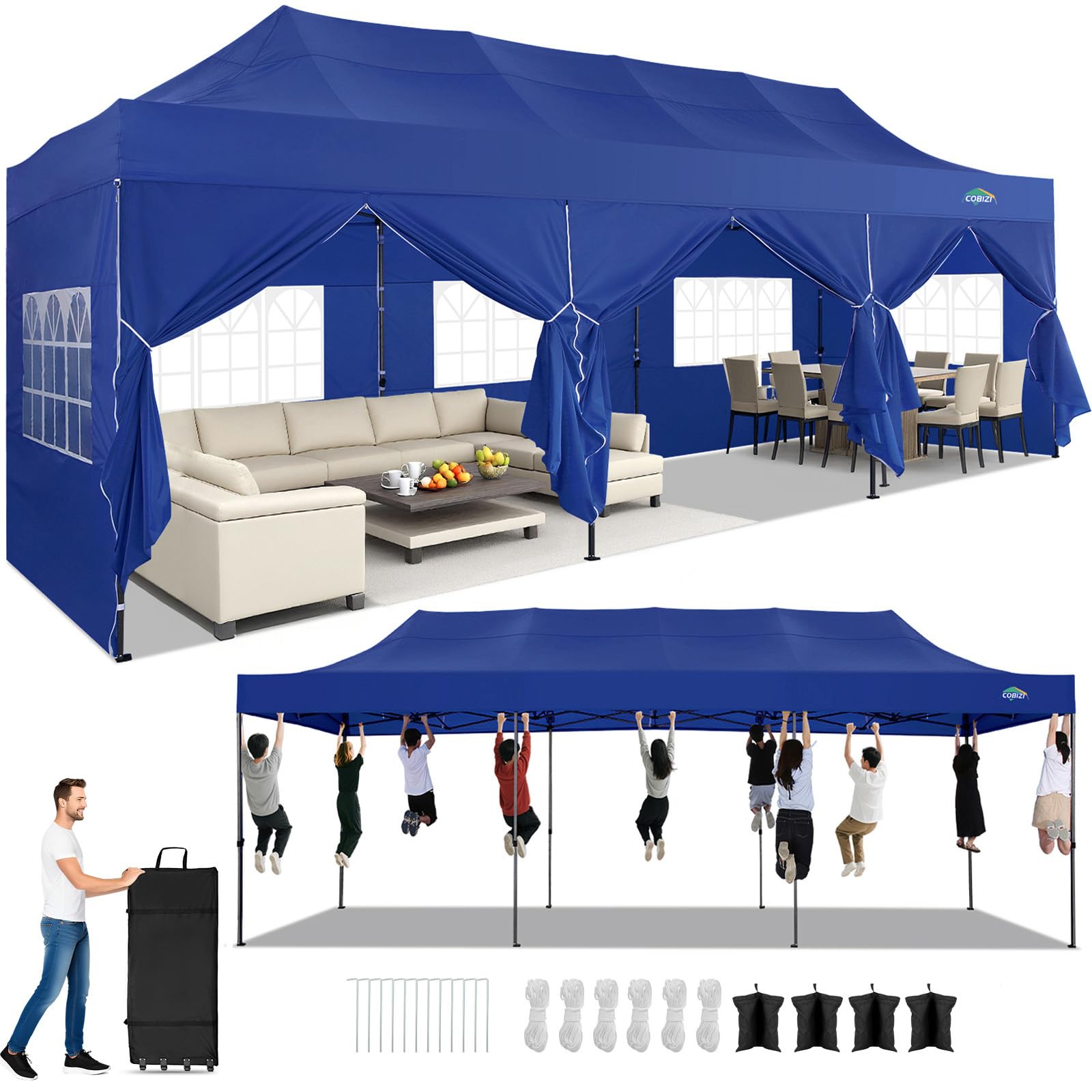10x20 Commercial Heavy-Duty Pop-Up Party Canopy Tent