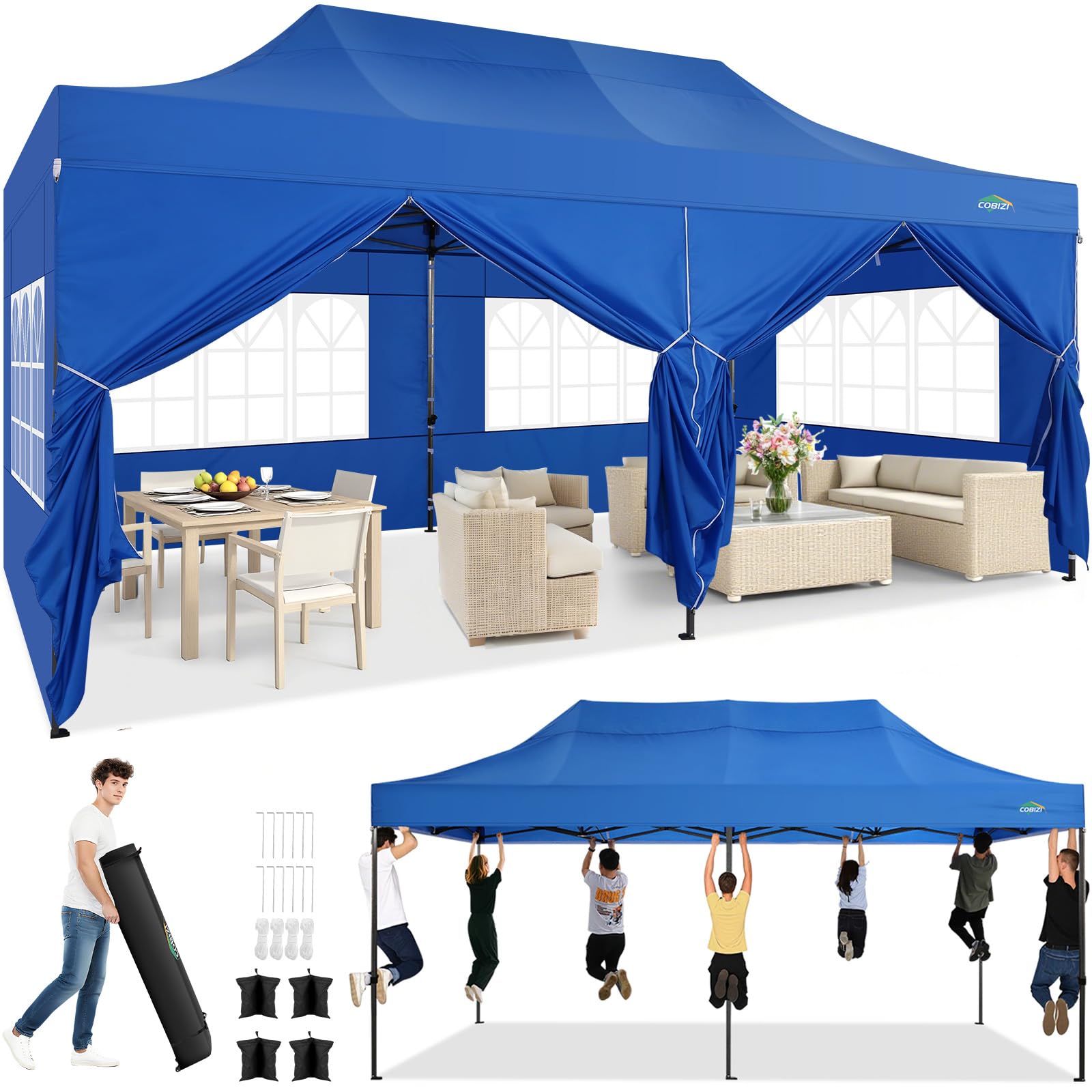 10x20 Commercial Heavy-Duty Pop-Up Party Canopy Tent