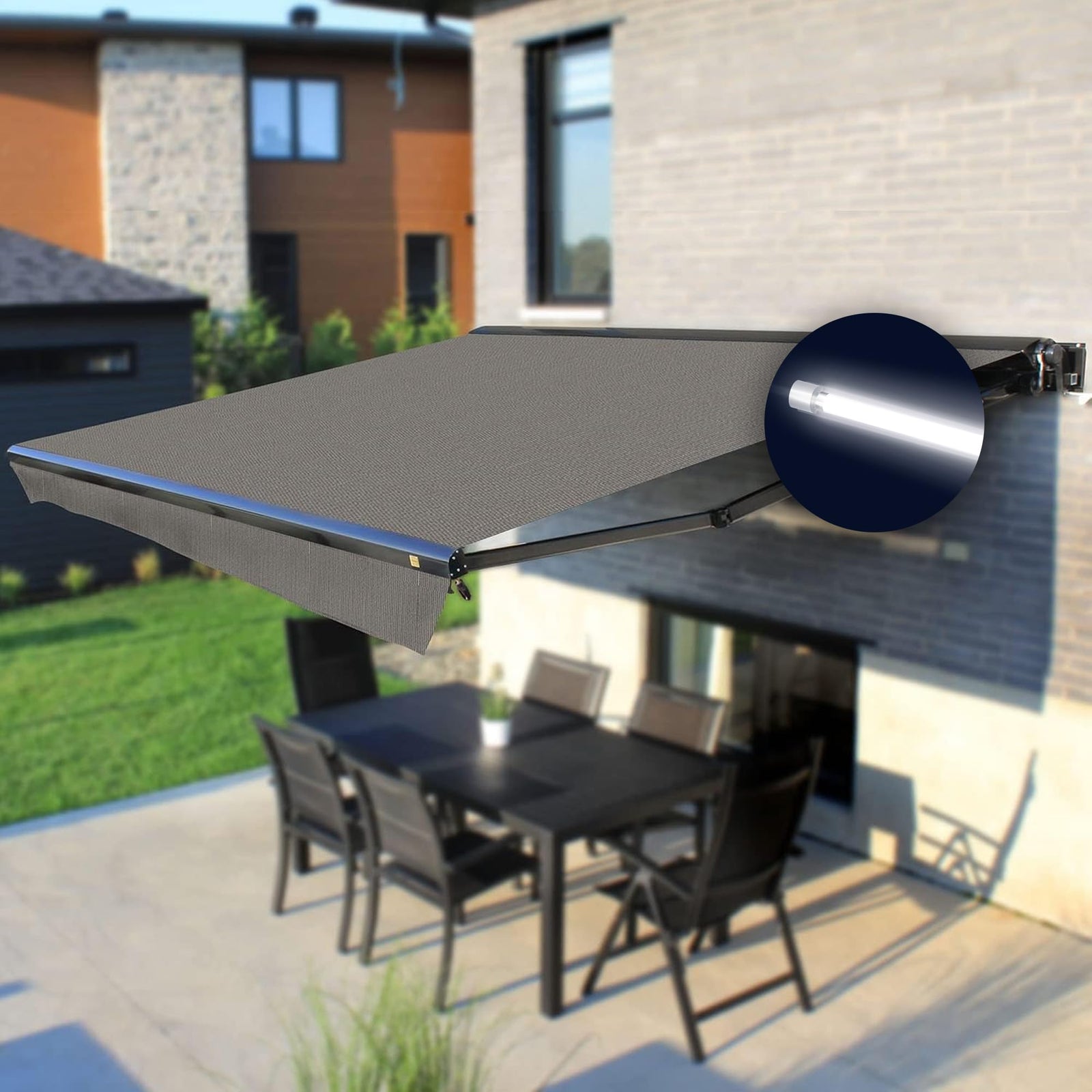 Full Cassette LED Retractable Awning with Remote