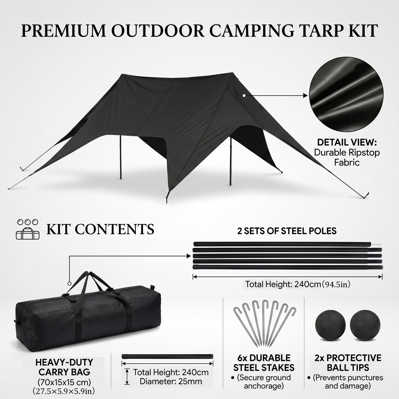 20.6x18FT Swallow-Tail UV Sun Shade Canopy Tent