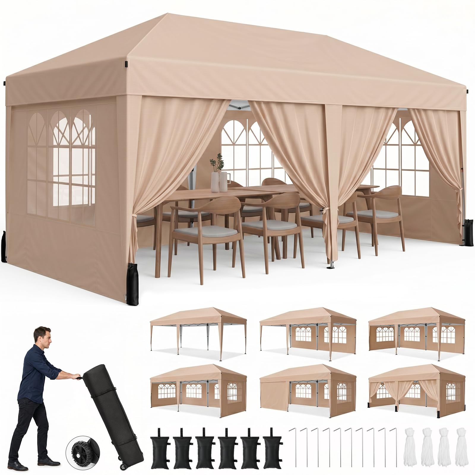 Instant Pop-Up Portable Canopy Tent with Sandbags