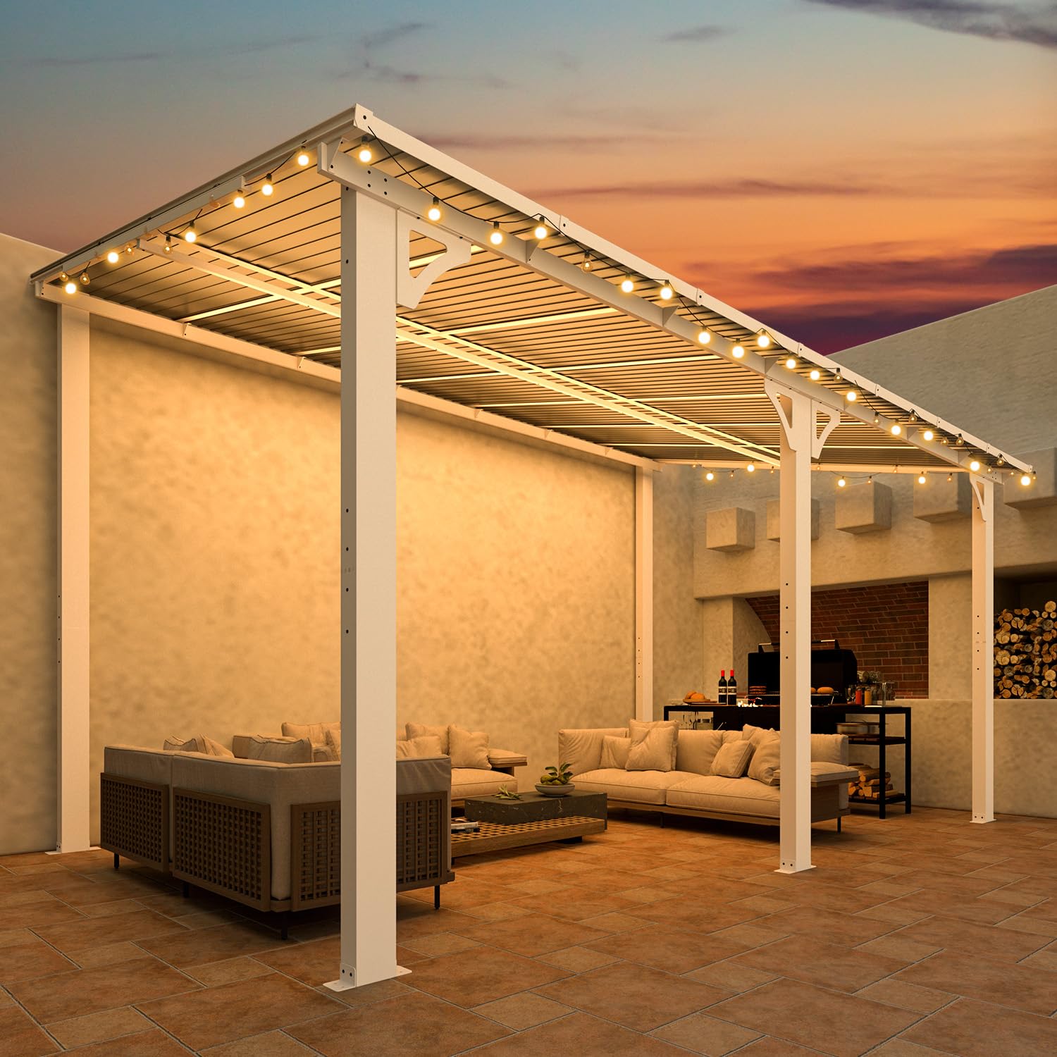 Wall-Mounted Hardtop Gazebo Awning for Backyard Patio