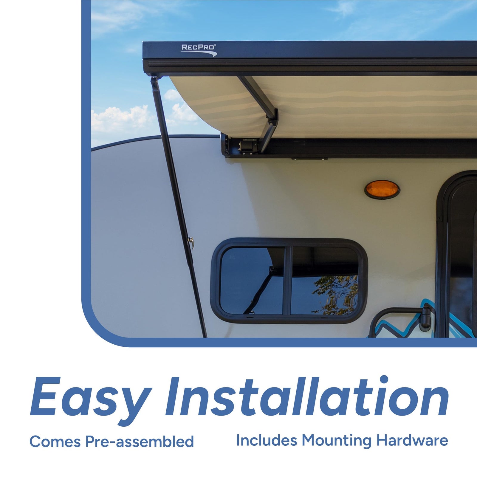 RecPro 7ft Manual Cassette RV Awning with Hand Crank