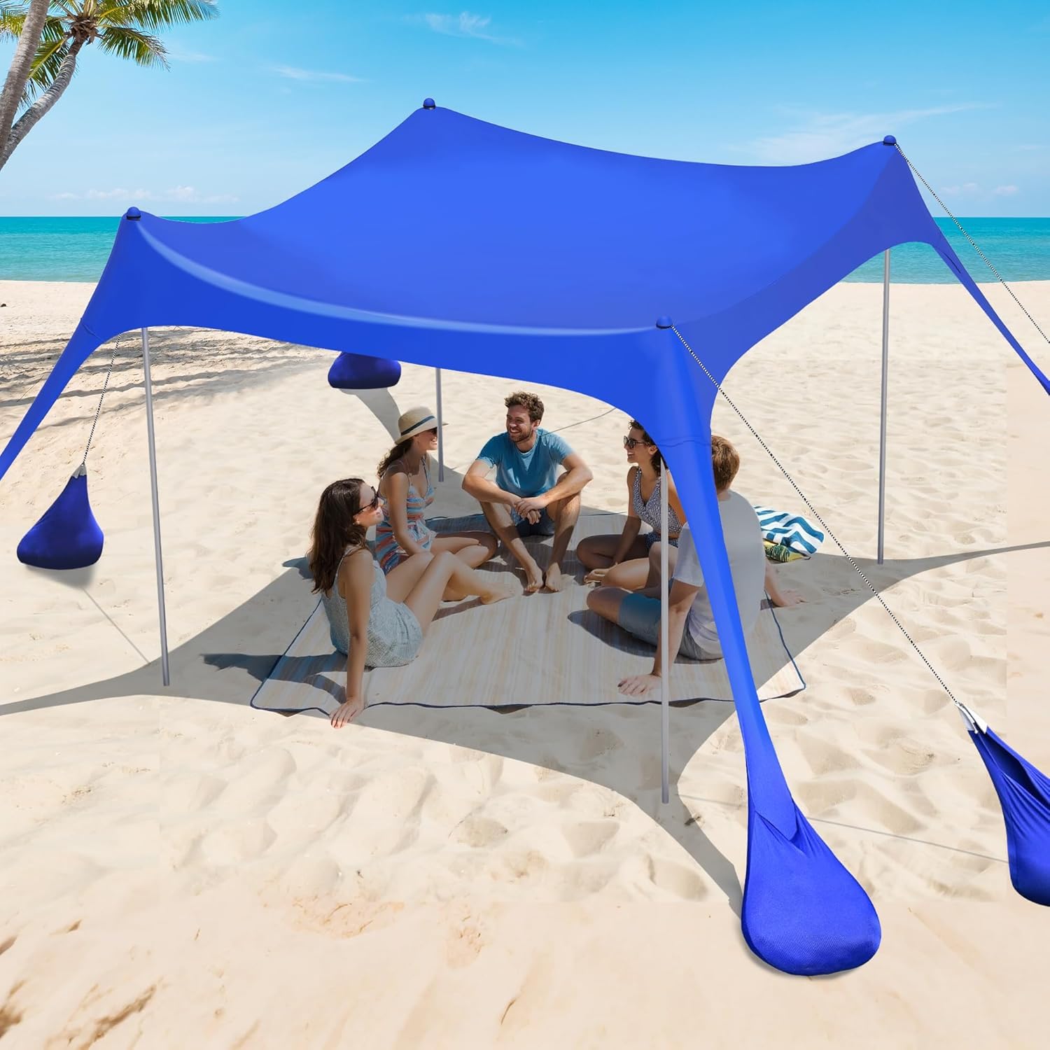 UPF 50+ Portable Beach Tent Sun Shelter with Sandbags