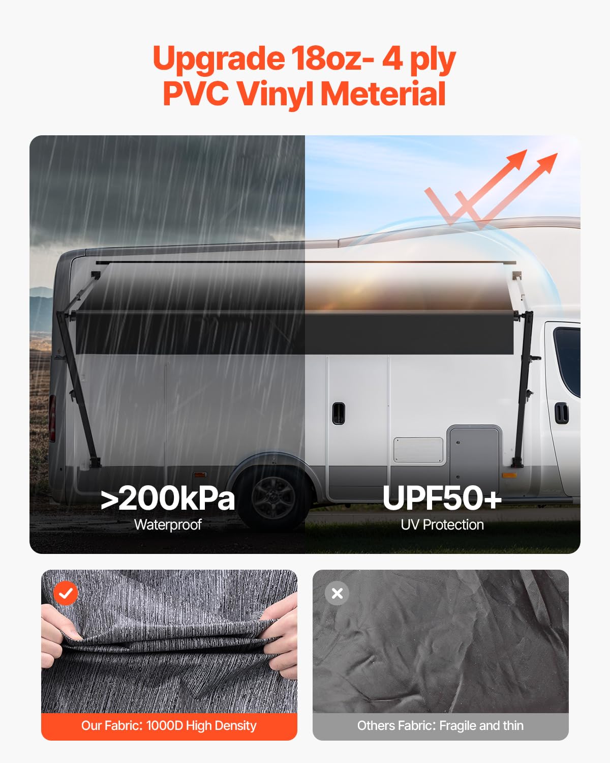 VEVOR Manual RV Awning Complete Kit for Campers