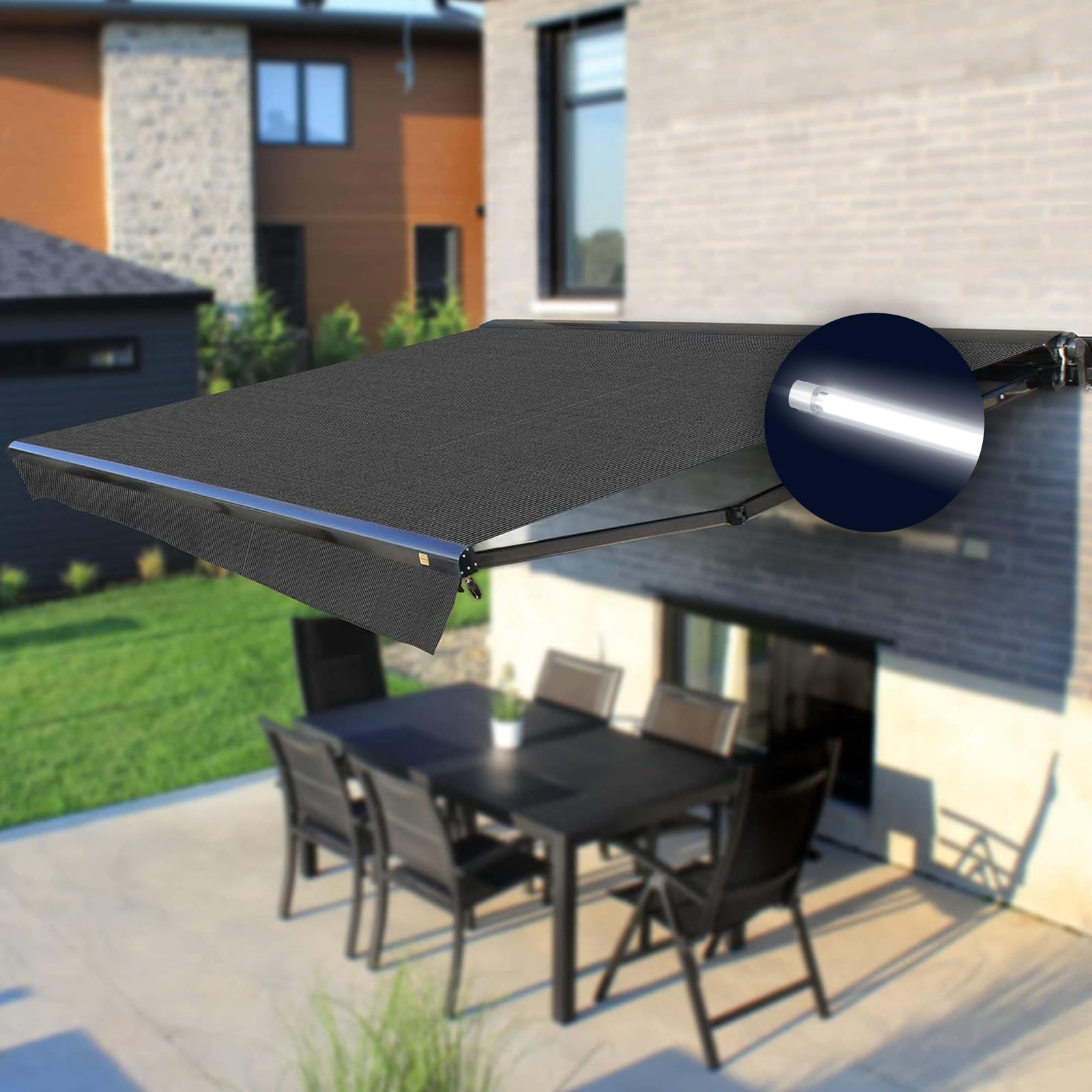 Full Cassette LED Retractable Awning with Remote