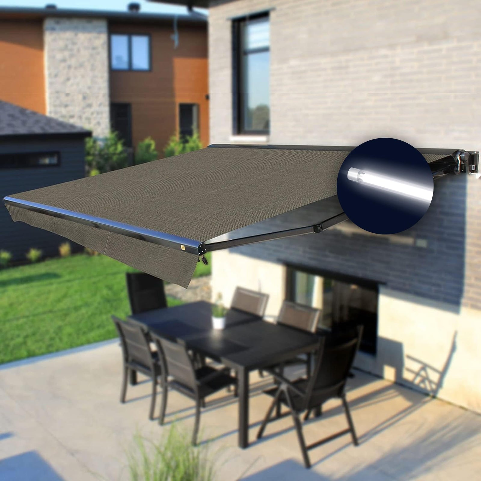 Full Cassette LED Retractable Awning with Remote