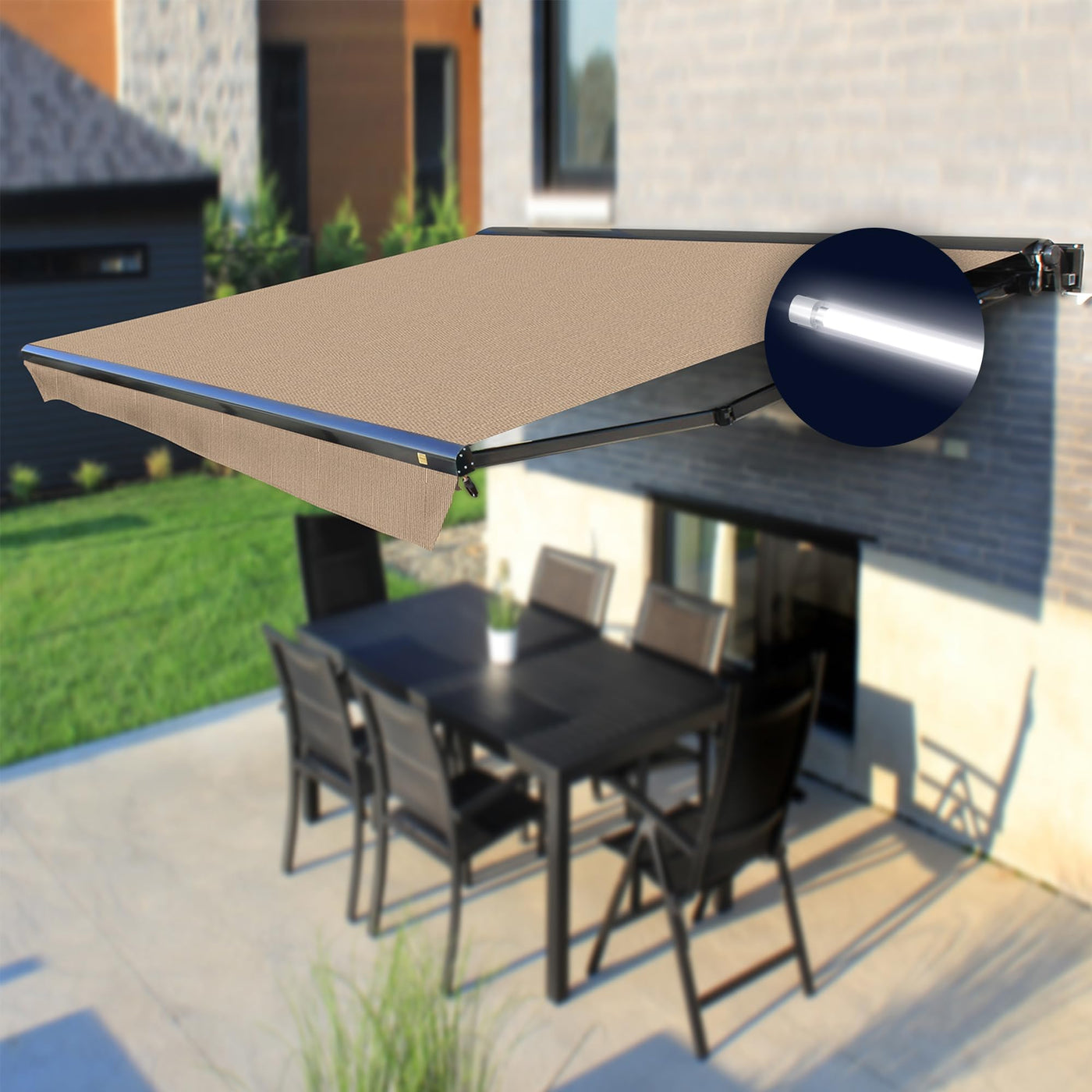 Full Cassette LED Retractable Awning with Remote