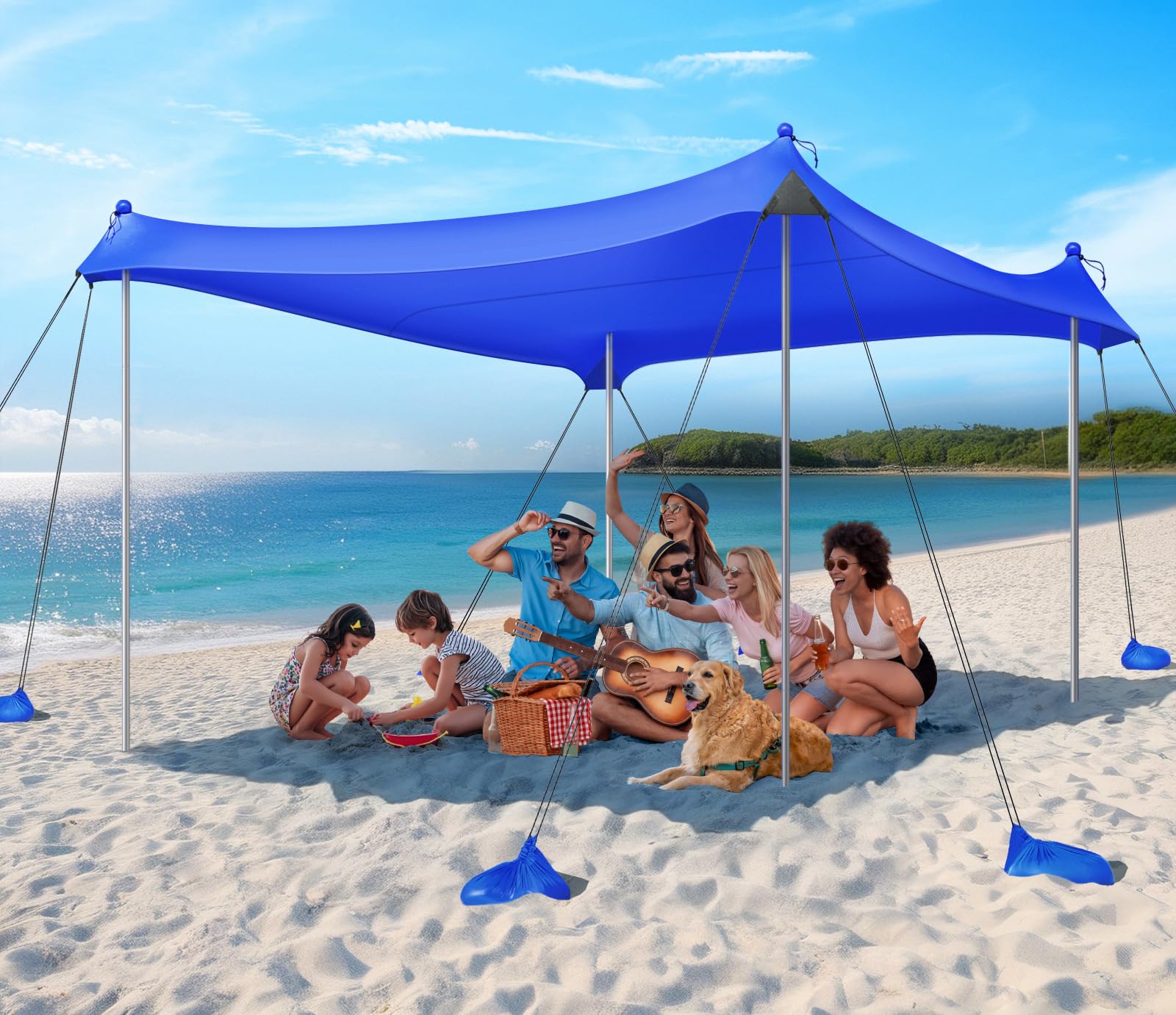 Rhino Valley UPF50+ Beach Tent Shade Canopy with Sandbags