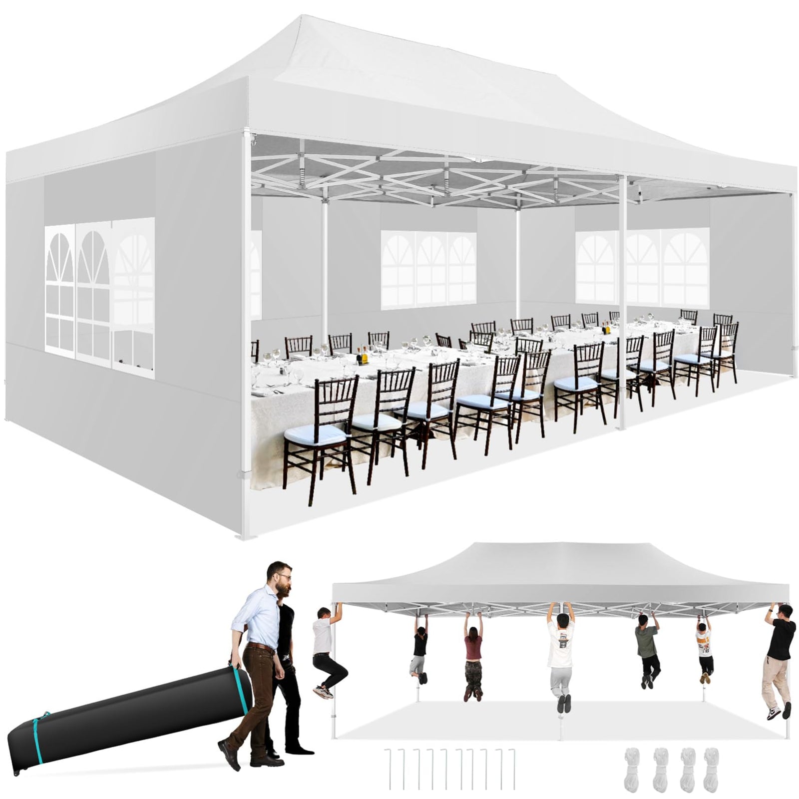 10x20 Commercial Heavy-Duty Pop-Up Party Canopy Tent