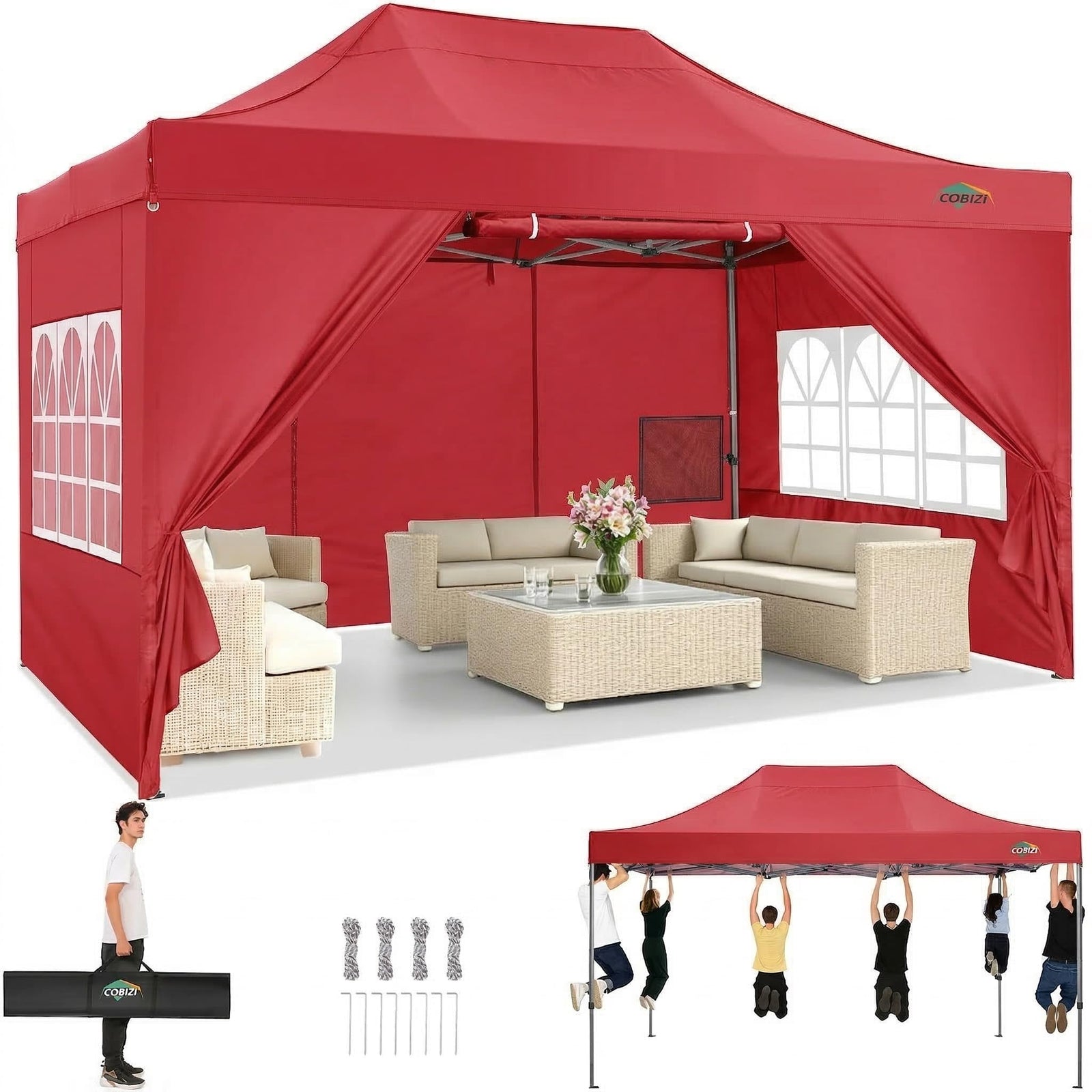 10x20 Commercial Heavy-Duty Pop-Up Party Canopy Tent