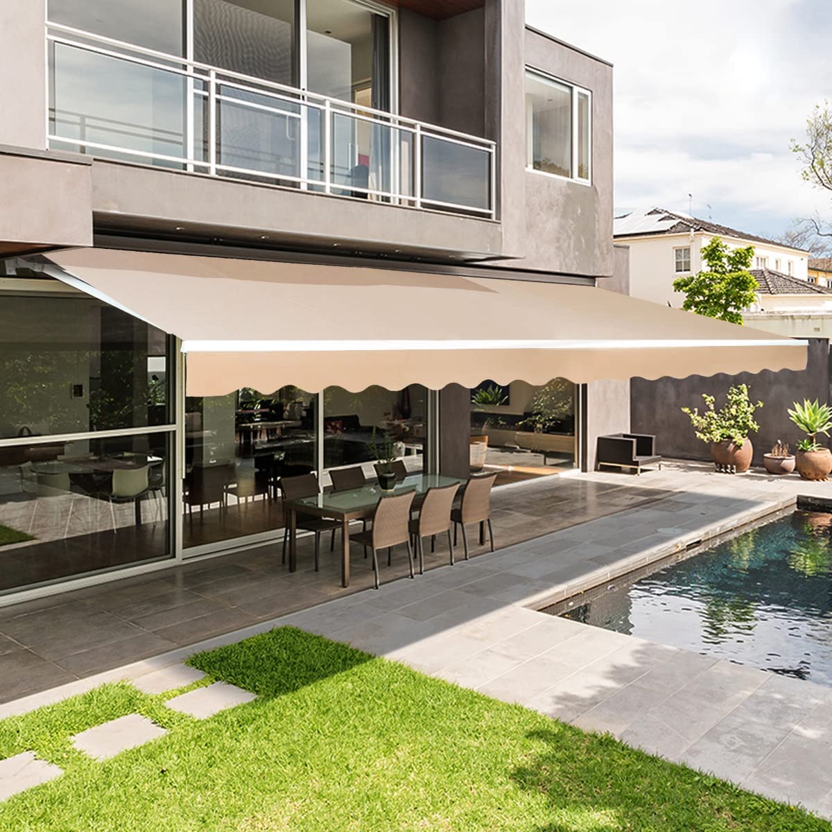 Retractable Patio Awning for Outdoor Shade Cover