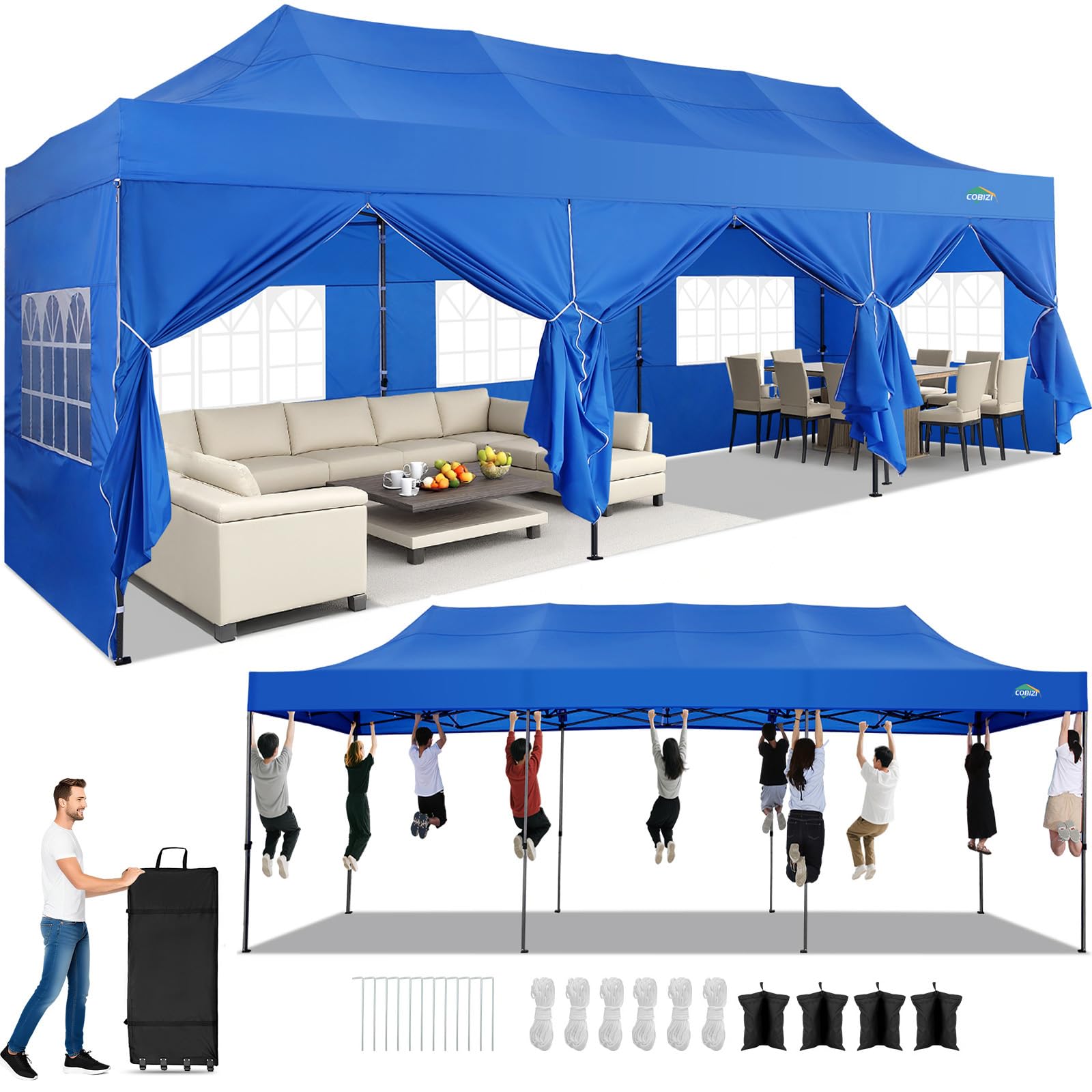 10x20 Commercial Heavy-Duty Pop-Up Party Canopy Tent