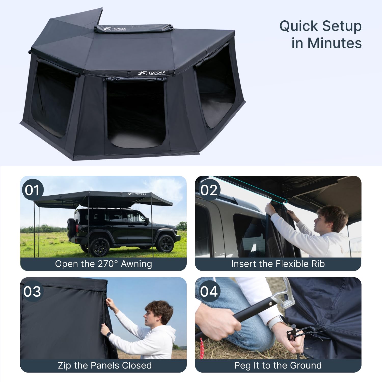 Driver-Side 270° Vehicle Awning Room with Floor Mat