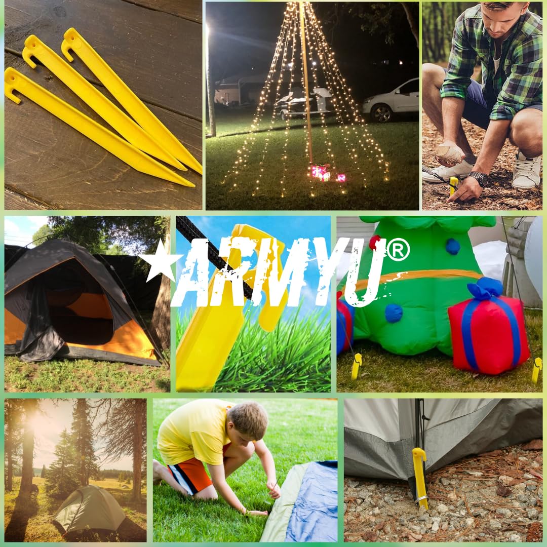 240-Pack Yellow 9-Inch Heavy-Duty Plastic Tent Pegs