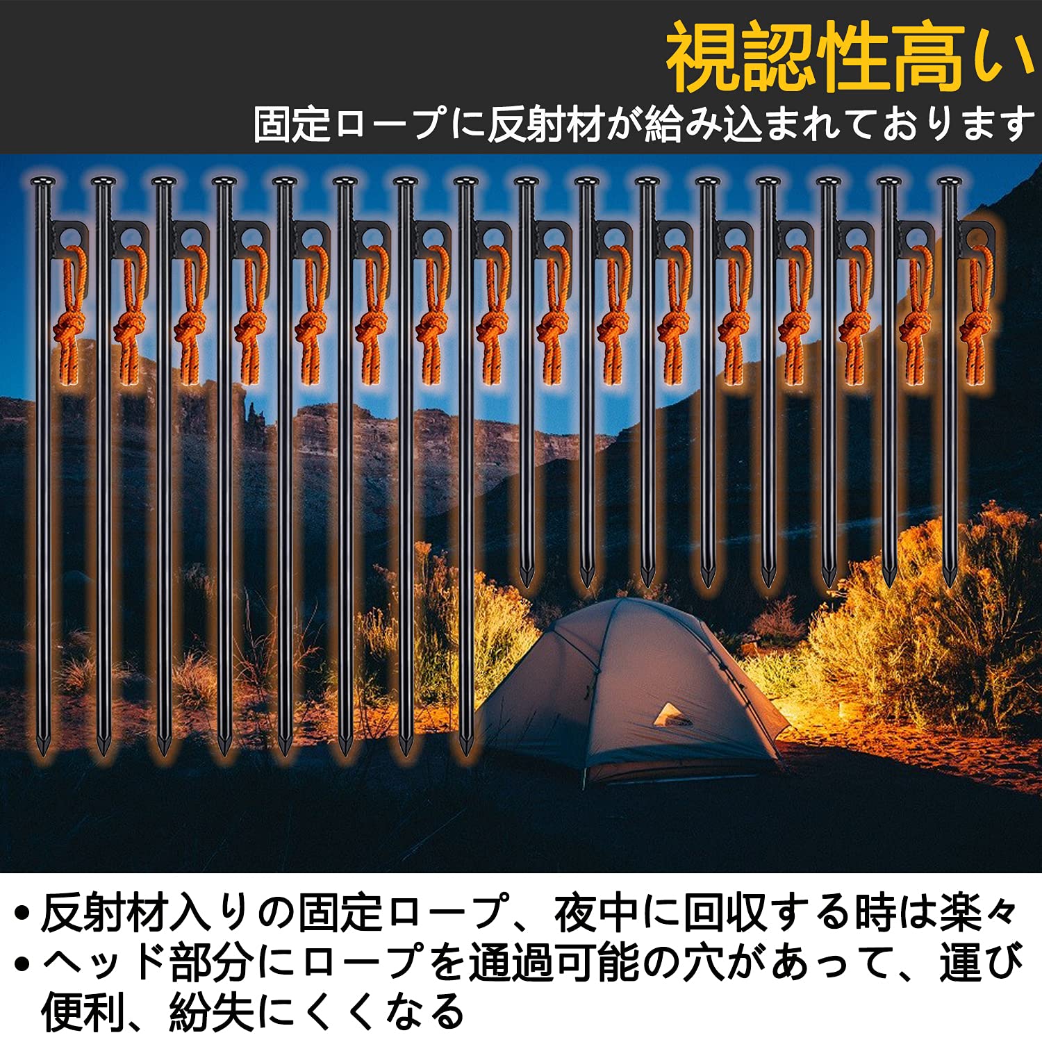 16-Pack Mixed-Size Forged Steel Tent Peg Set with Bag