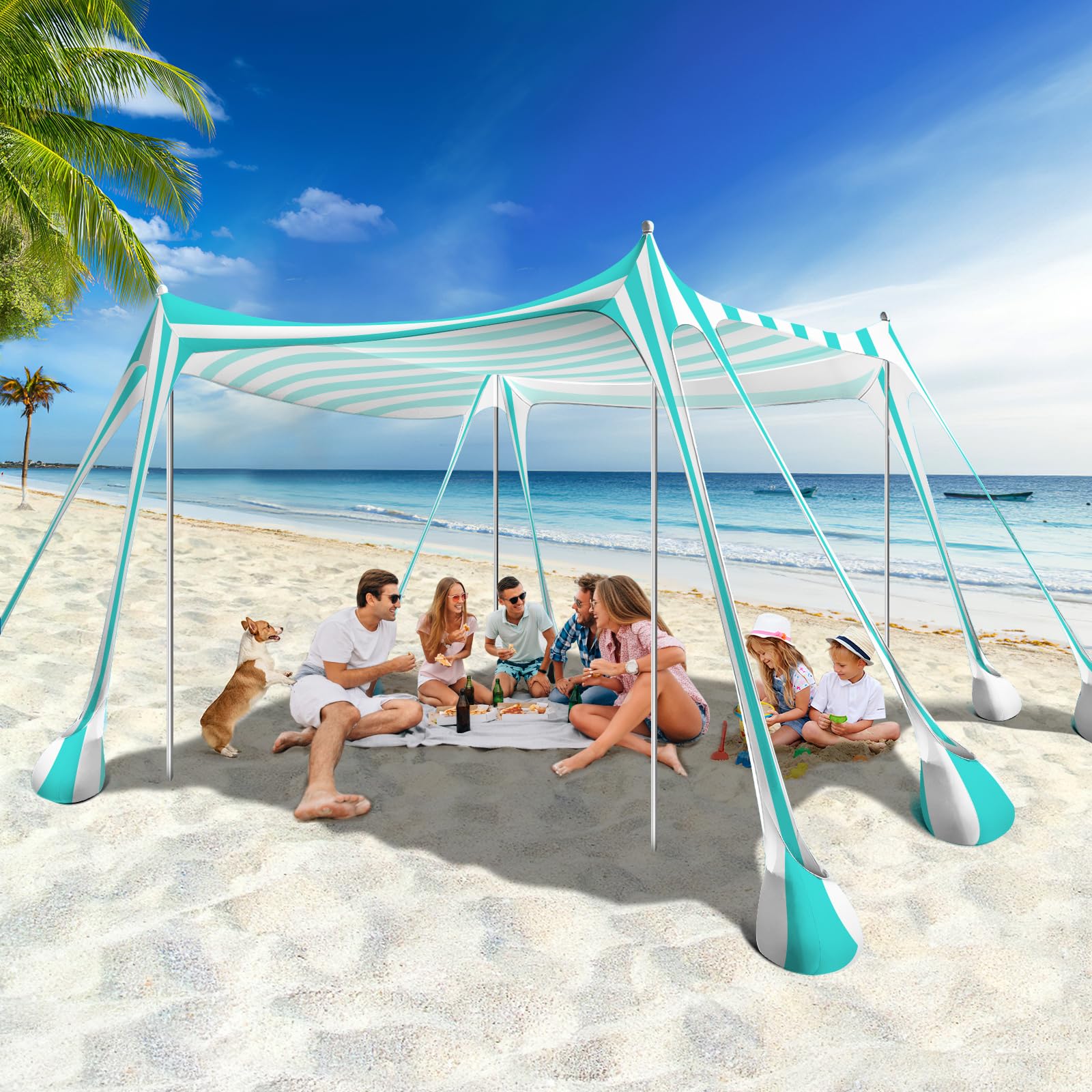 Rhino Valley UPF50+ Beach Tent Shade Canopy with Sandbags
