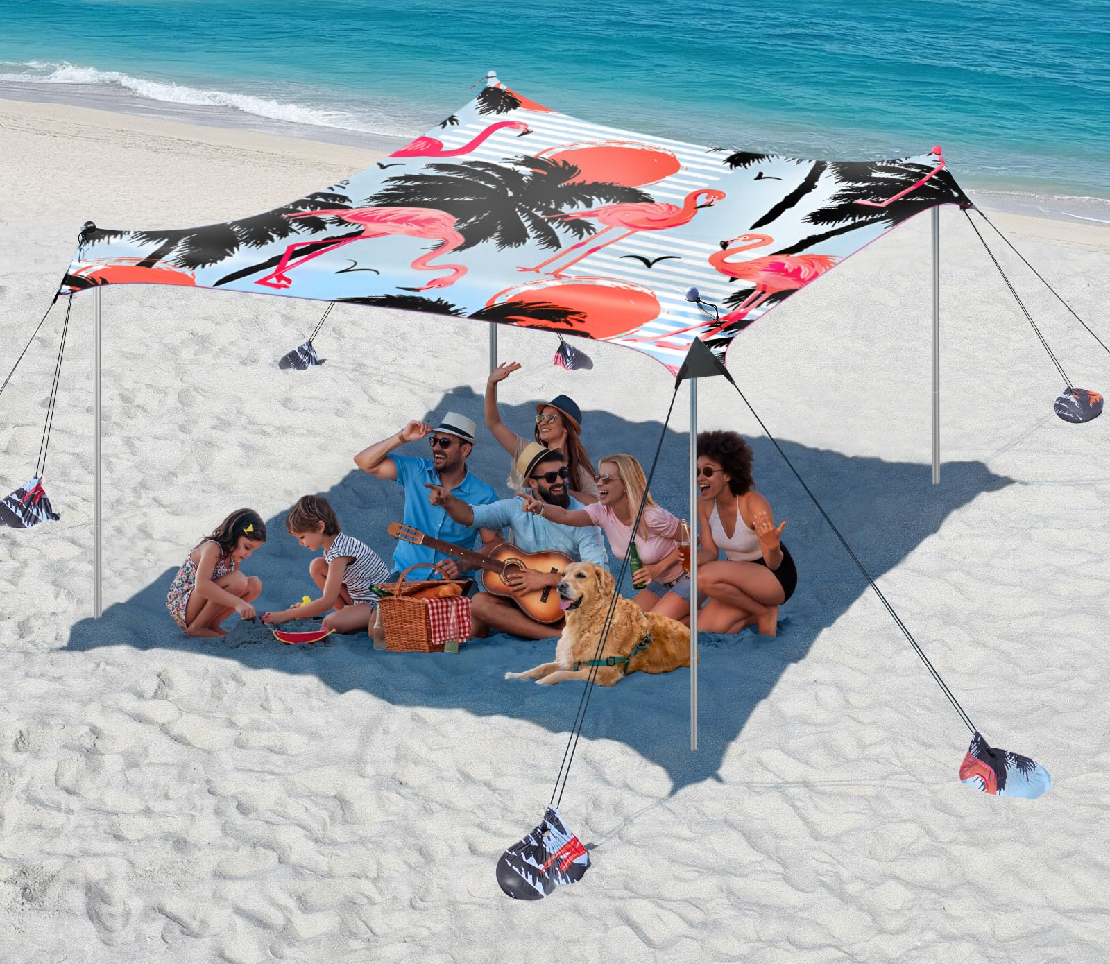 Rhino Valley UPF50+ Beach Tent Shade Canopy with Sandbags
