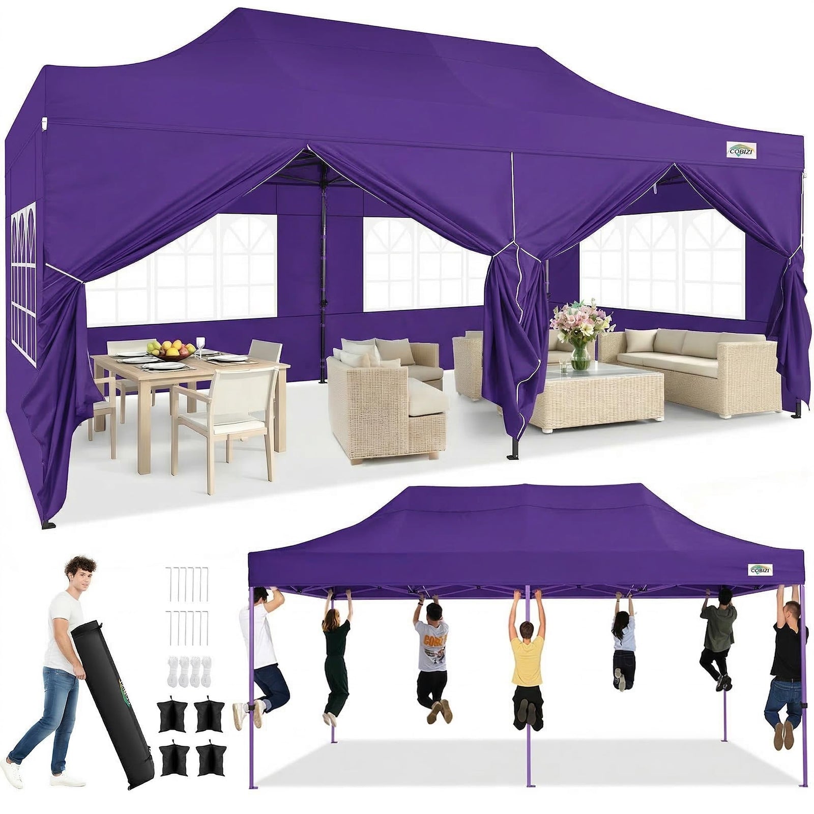 10x20 Commercial Heavy-Duty Pop-Up Party Canopy Tent