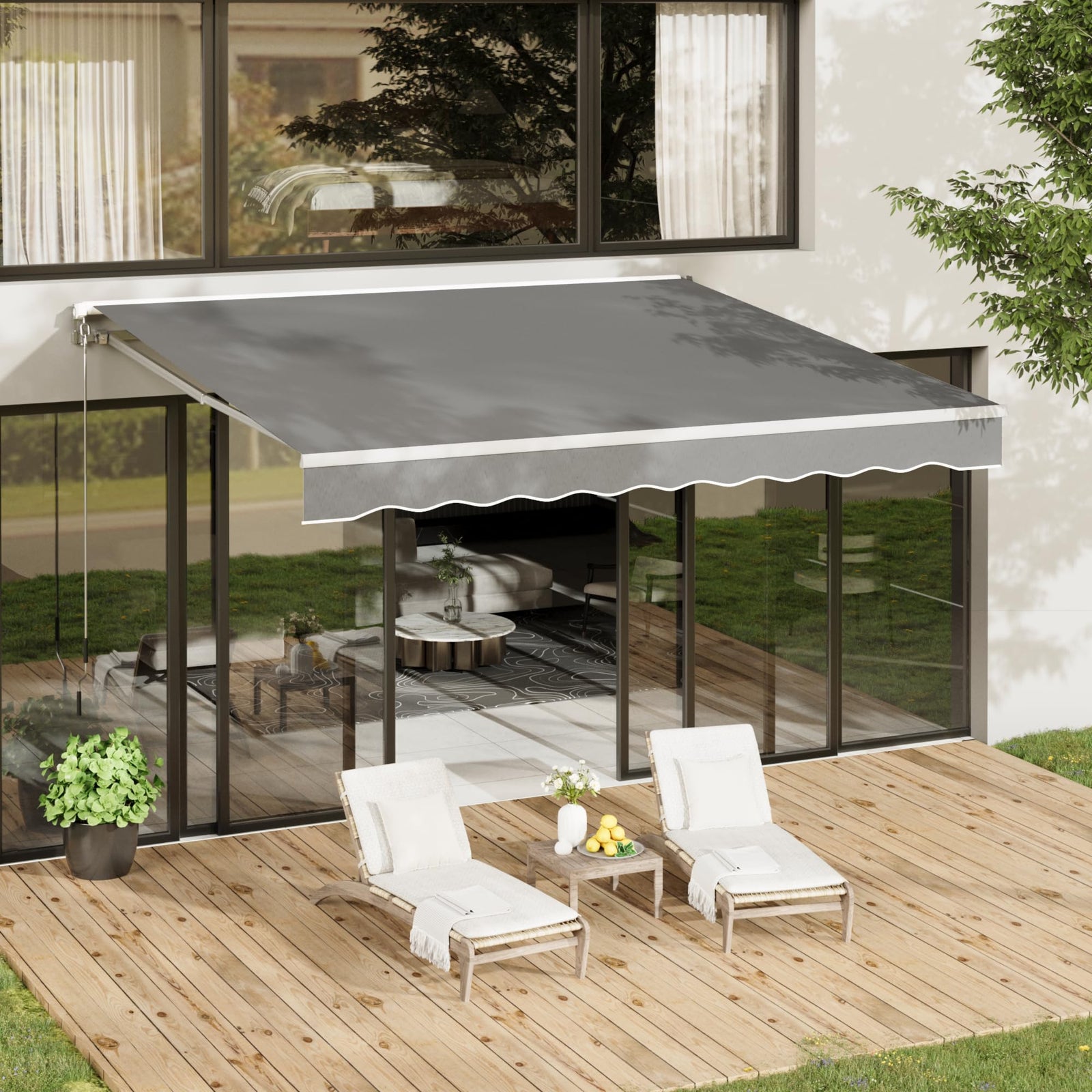 Retractable Patio Awning for Outdoor Shade Cover