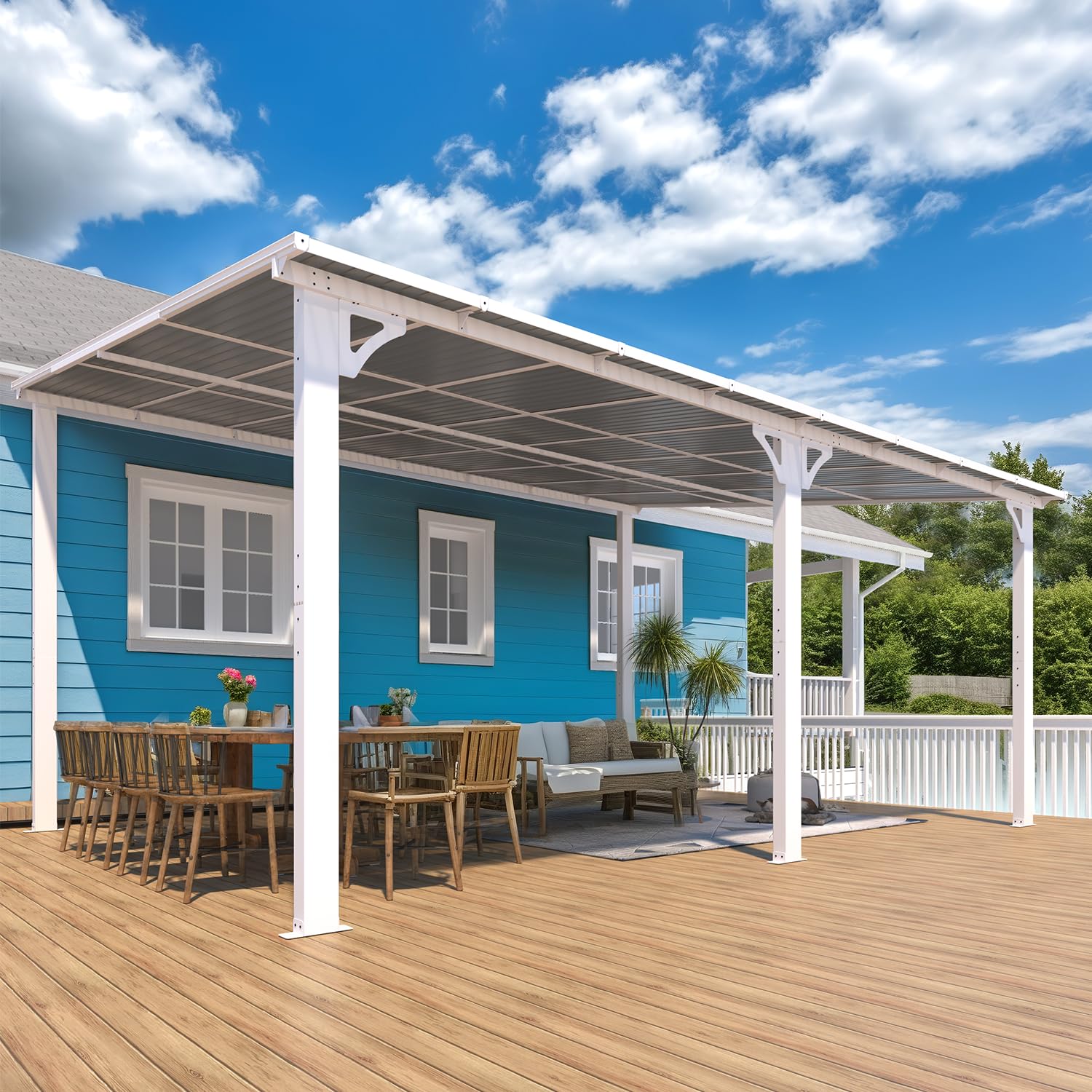 Wall-Mounted Hardtop Gazebo Awning for Backyard Patio