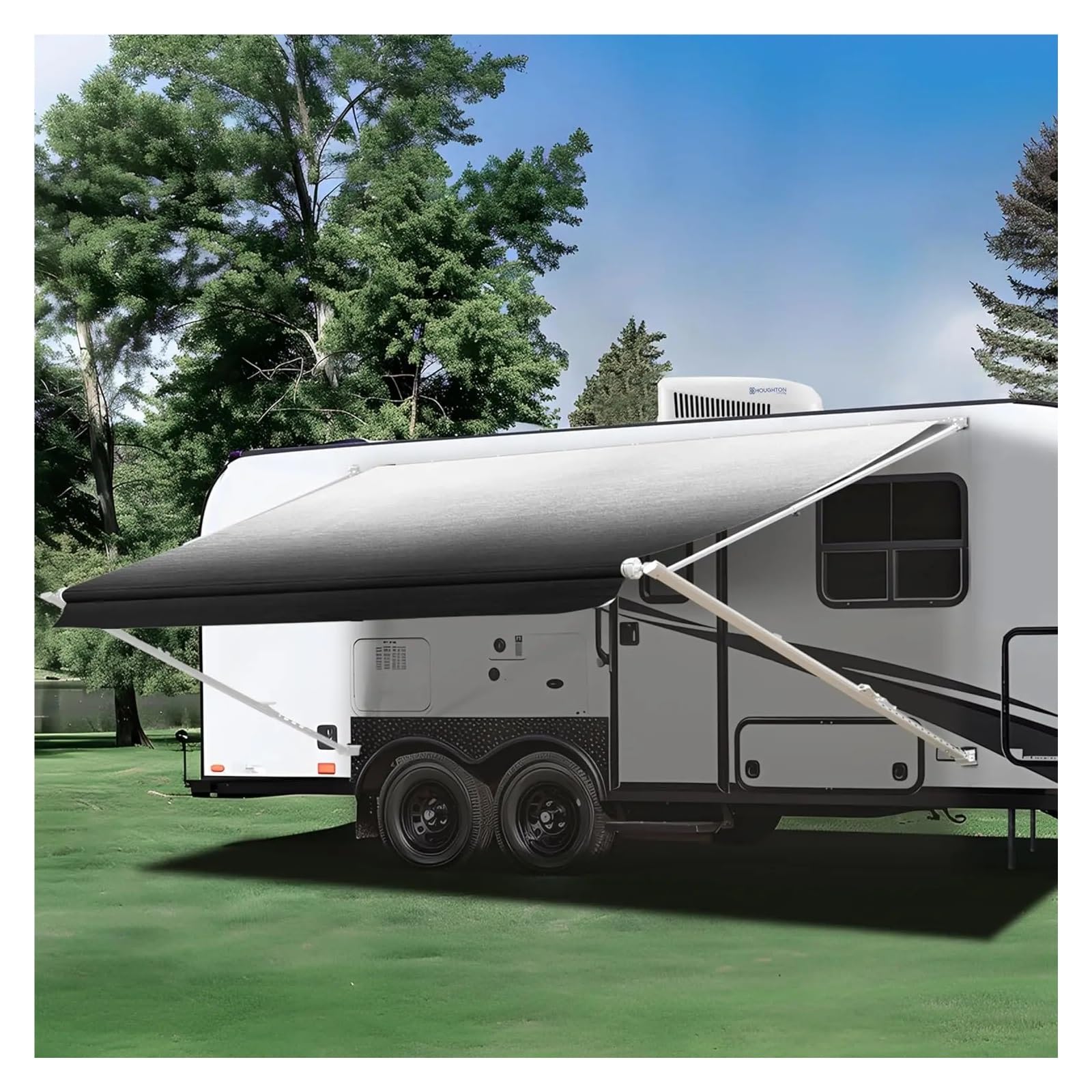 Manual Retractable RV Trailer Awning with Vinyl Fabric