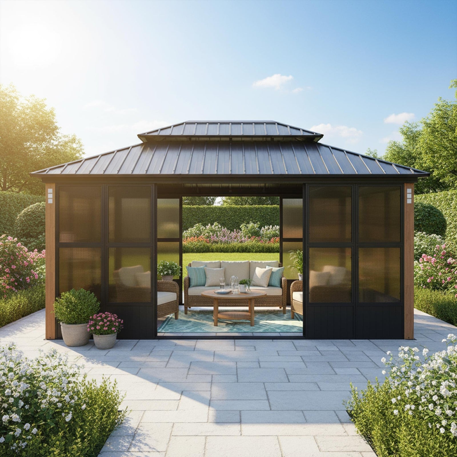 PURPLE LEAF Palace Hardtop Gazebo and Sunroom Kit